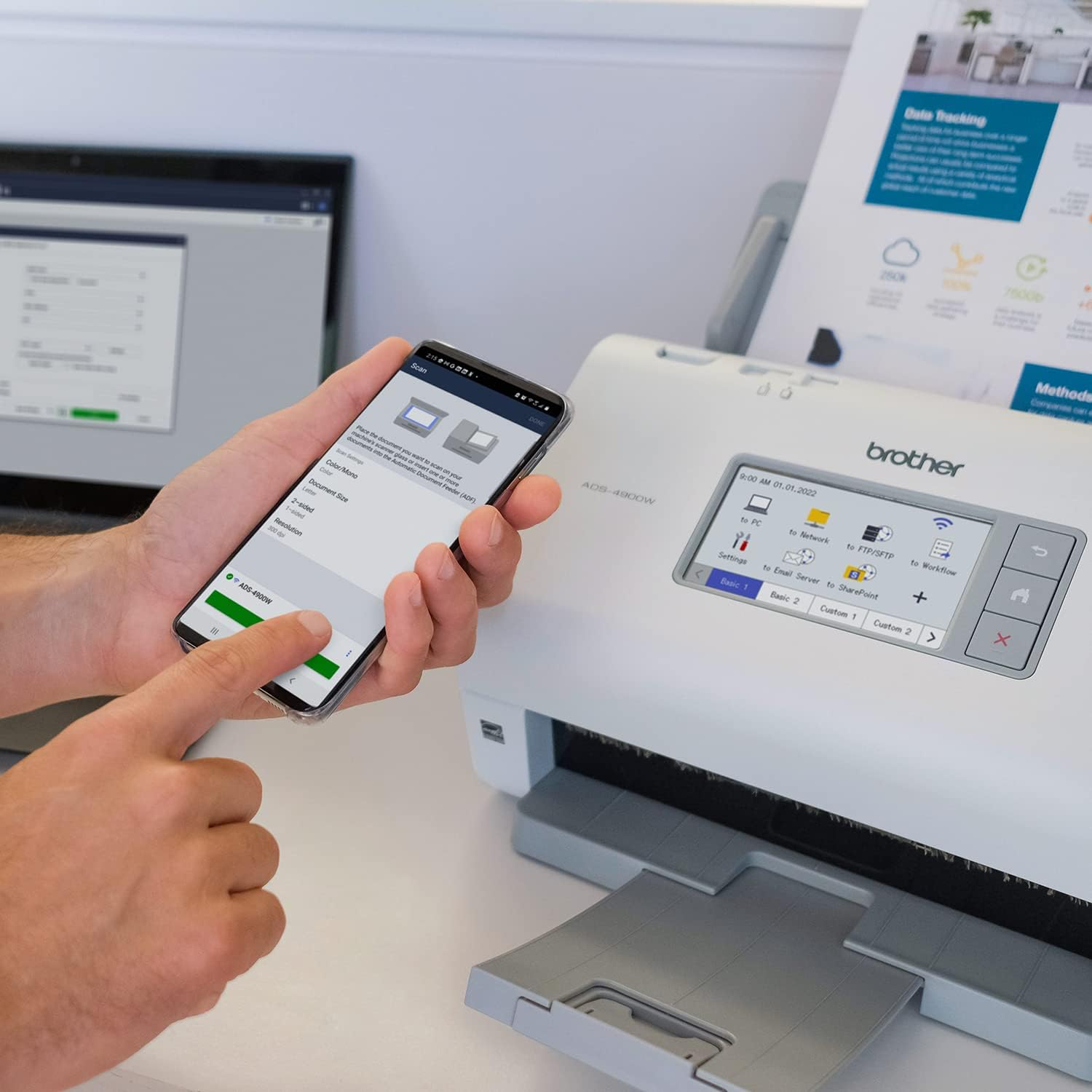 Brother ADS-4900W High Speed A4 Advanced Document Scanner, White