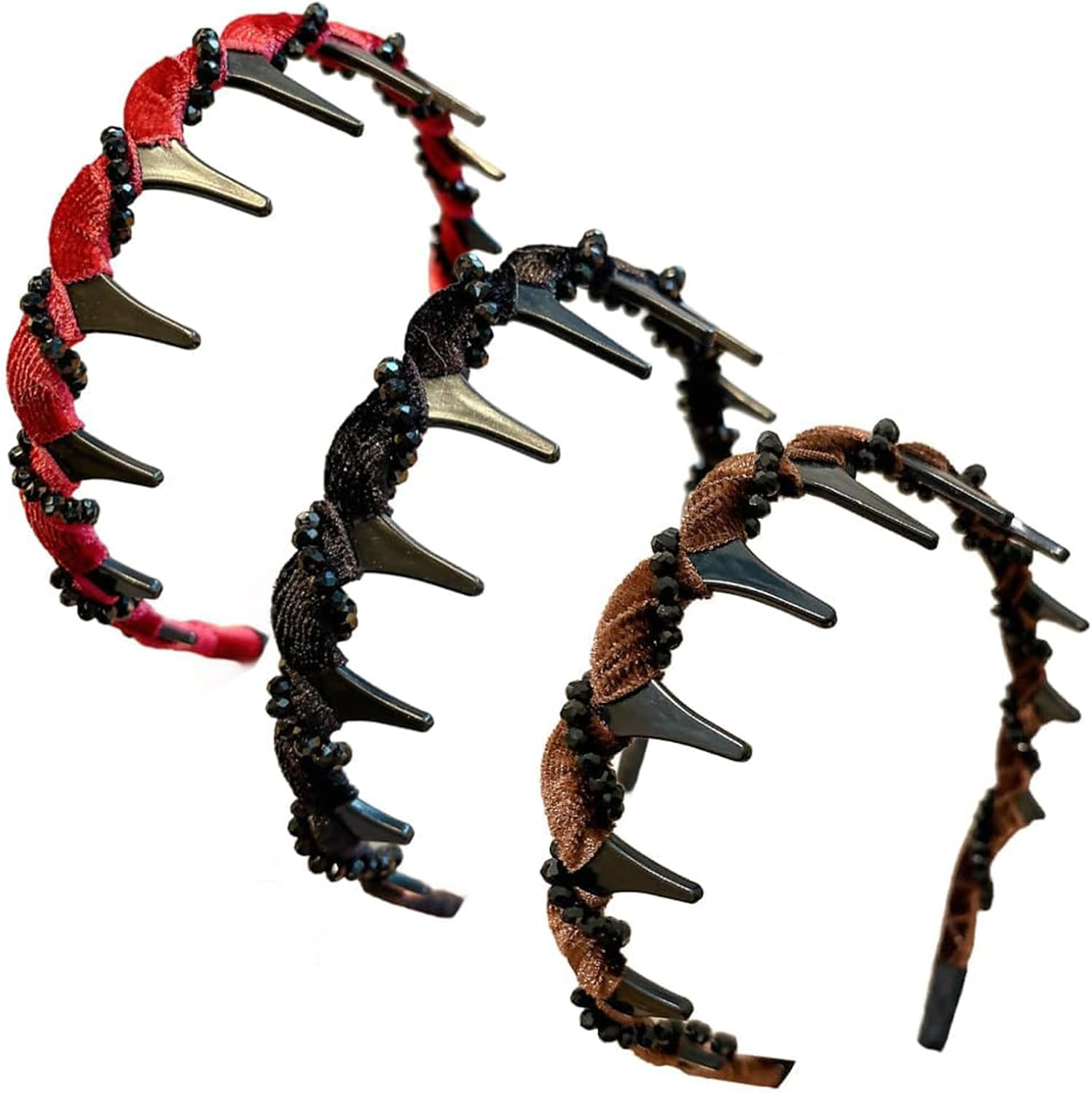 Celblisora 3-Pack Vintage Faux Pearl Skull Headband, Elegant Pearl Headbands, Teeth Headband for Women and Girls