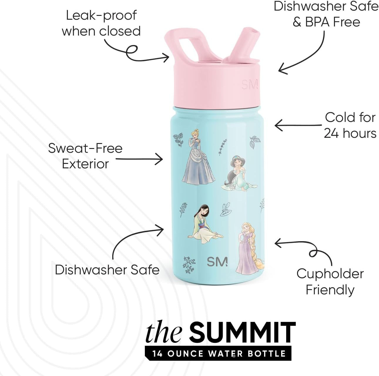 Toddler Water Bottle with Straw Lid | Reusable Insulated Stainless Steel Kids Cup | Summit Collection | 10Oz