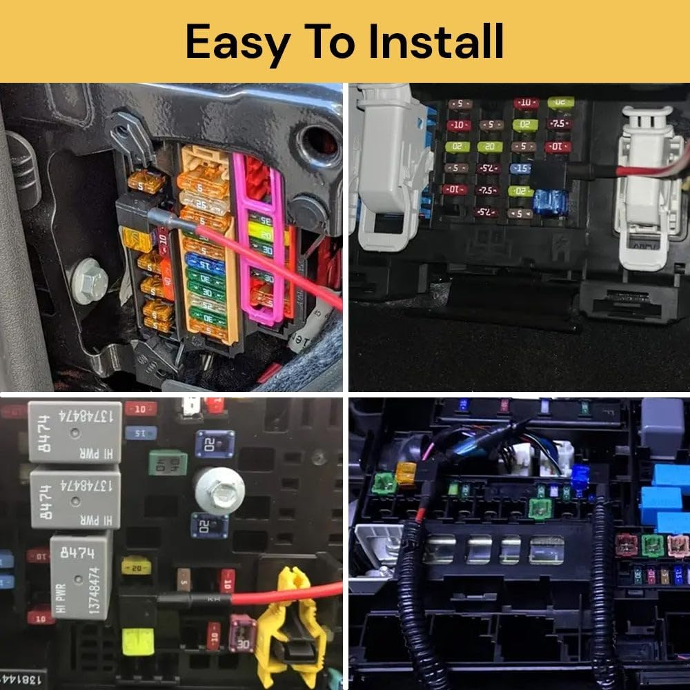 Spendeal FT3 12V Add-A-Circuit Fuse Tap, Piggy Back Blade Holder Plug Socket, Fuse Holder Adapter Mini Size ATM APM Blade Plug Socket Pure for Cars Trucks Boats Copper Wire (5 Pcs) image number 4