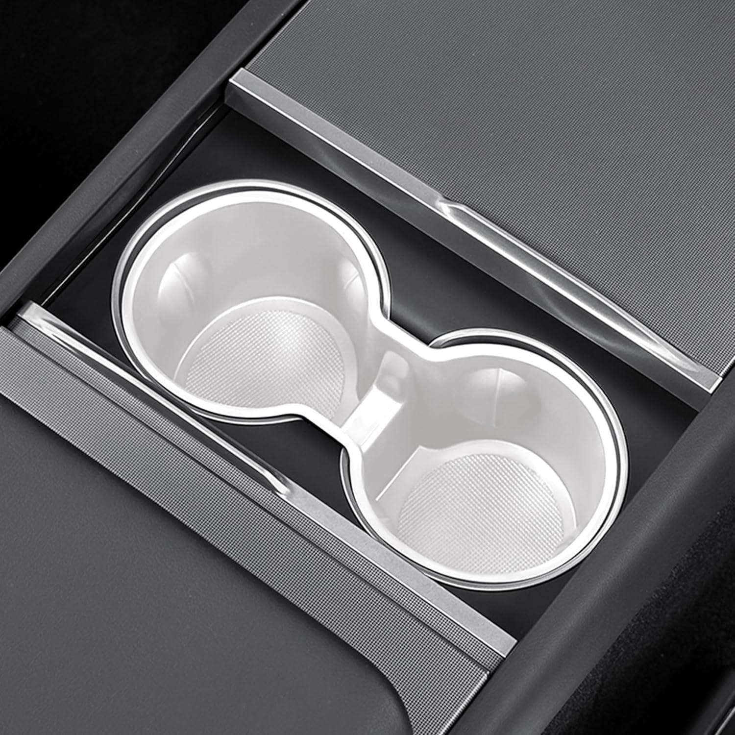 3PCS Center Console Accessories for Tesla New Model Y Juniper 2025 Model 3 Highland 2024 Cup Holder Insert, Screen Edge Protector Frame, Wireless Charger Mat Silicone, White image number 5