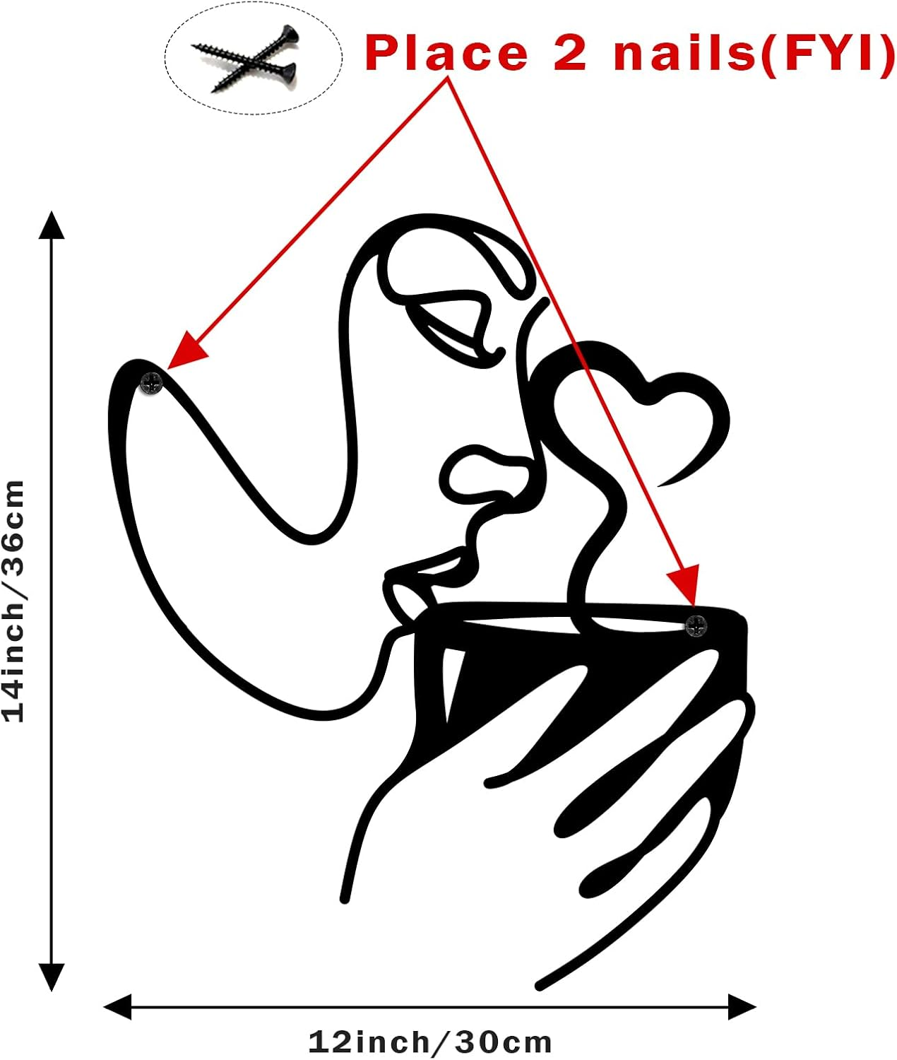 Metal Wall Art Decor - 3D Black Metal Coffee Wall Art Bar Sign Decor, Woman Drinking Coffees Sculptures, Minimalist Wall Art for Kitchen Home Office Living Room Bedroom