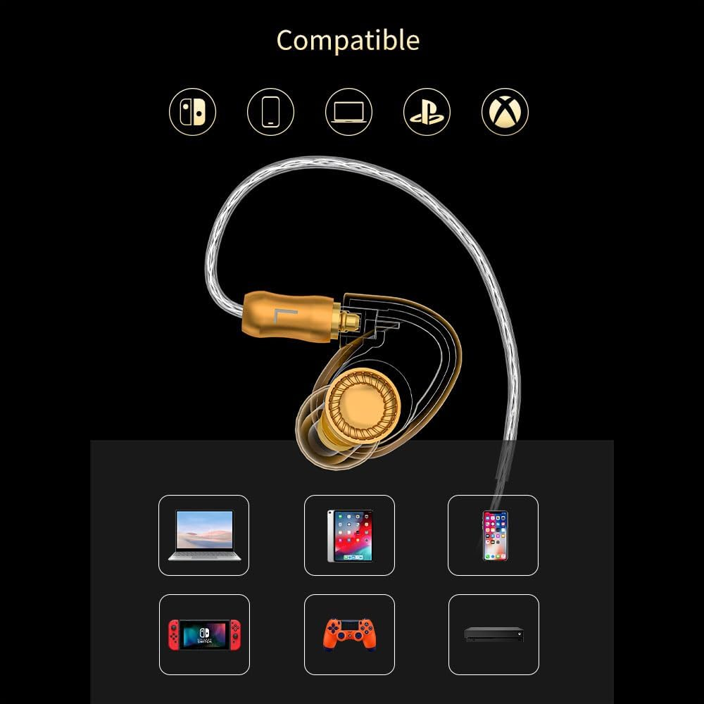 EPZ Q5 Hifi Monitoring Earphones, Dual Cavity Dual Magnetic Circuits, 10Mm Ceramic Carbon Nano Dynamic Coil Diaphragm, 3.5Mm Plug, 4-Core Monocrystalline Silver Plated Copper MMCX Recable (Black) image number 5