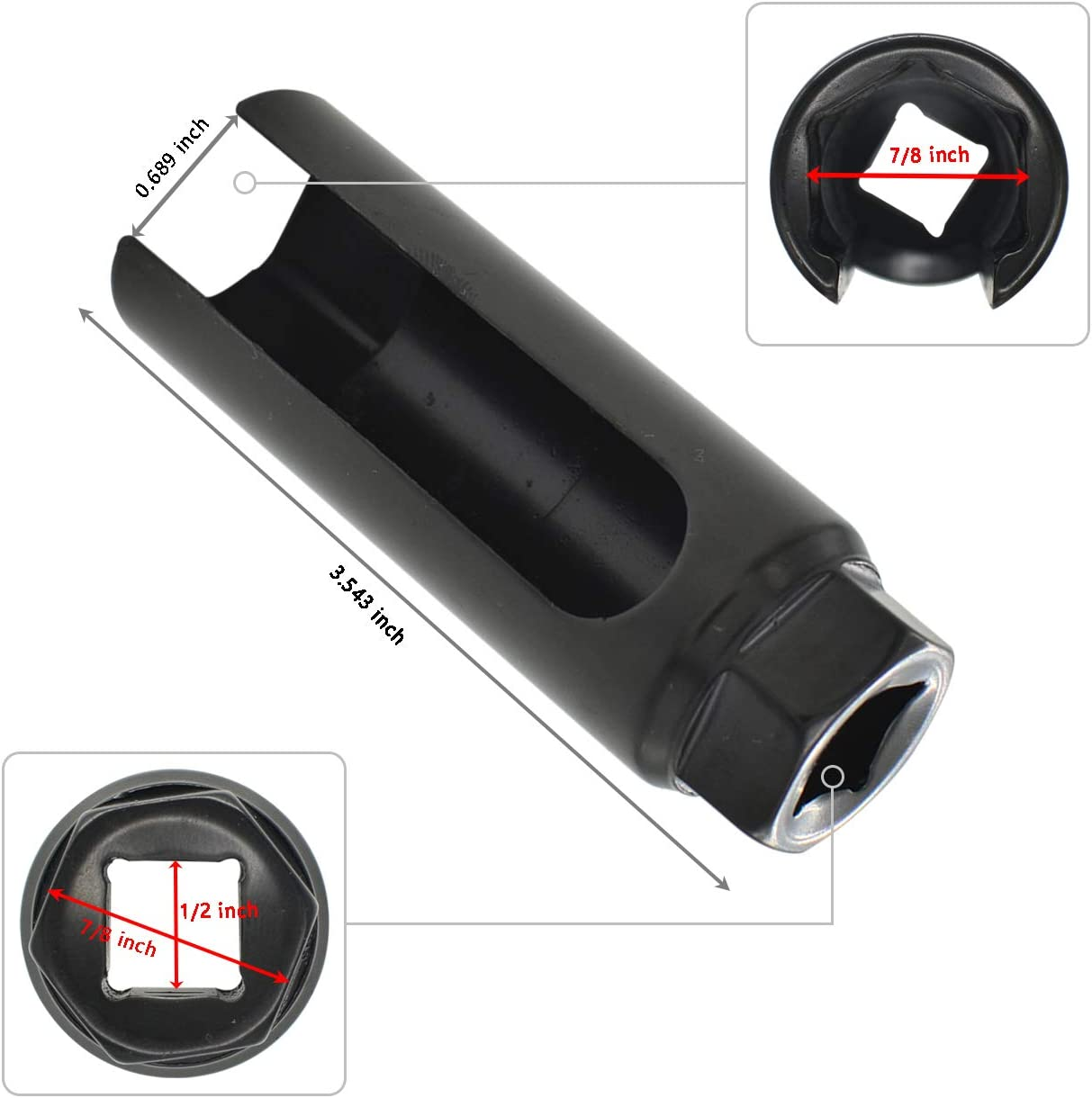 ITEQ O2 Oxygen Sensor Socket 1/2&rdquo; Drive X 7/8&rdquo; (22Mm), Oxygen Sensor Remover Tool with Side Cutout Wire Gate, O2 Removal and Installation Sensor Socket image number 4