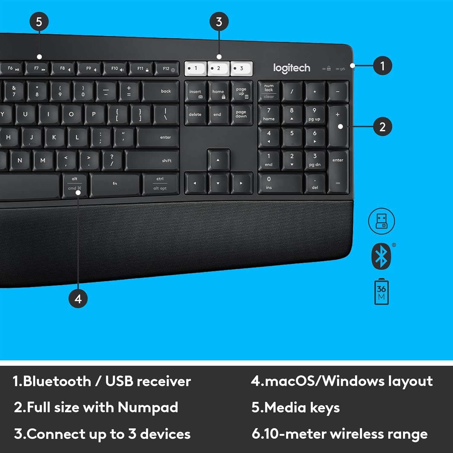 Logitech MK850 Performance Wireless Keyboard and Mouse Combo, Black