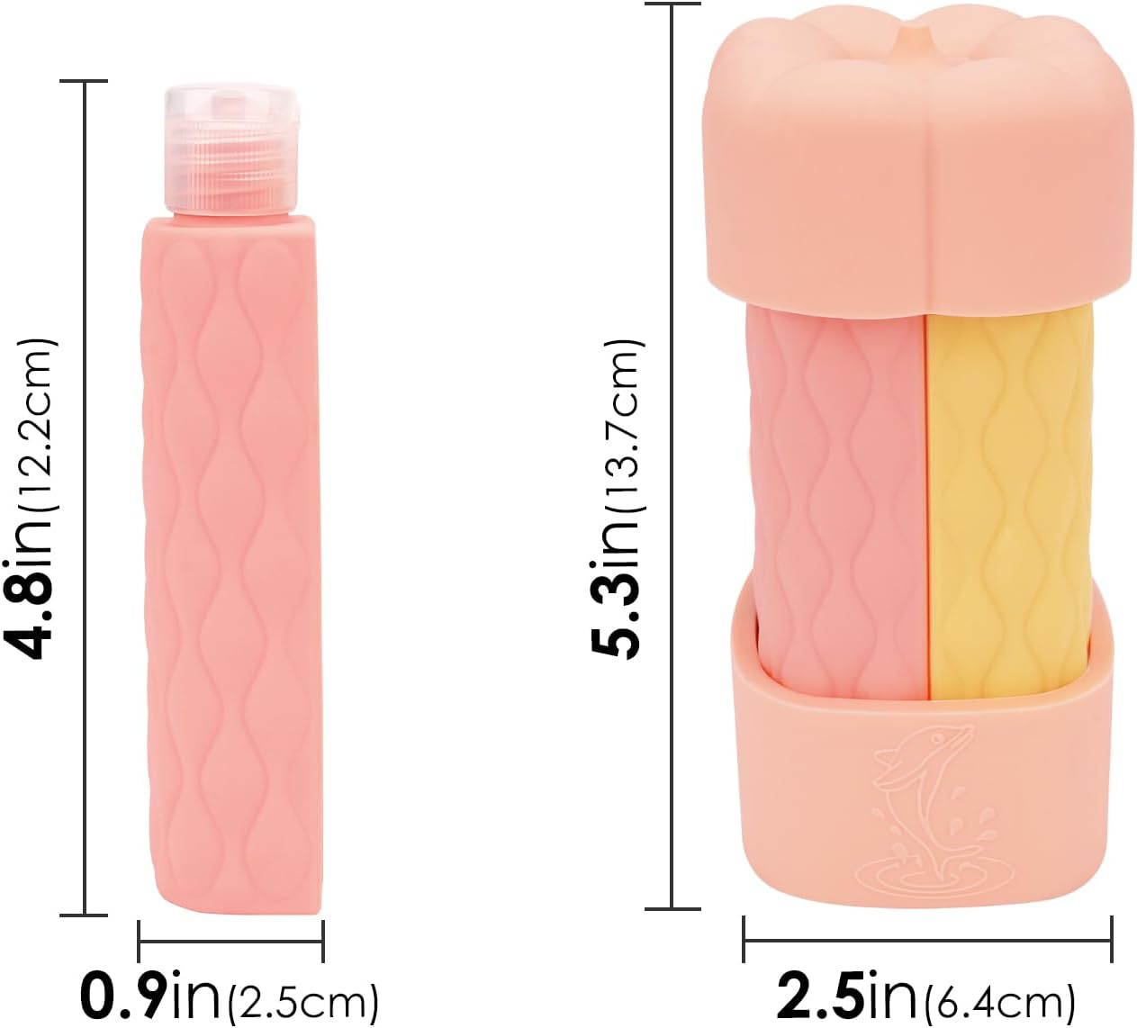 Reignsword 4 in 1 Travel Bottles for Toiletries, TSA Approved Silicone Travel Containers, Leak Proof Refillable Toiletry Containers for Shampoo Conditioner Lotion Body Wash (2Oz, Pink), Pink image number 3