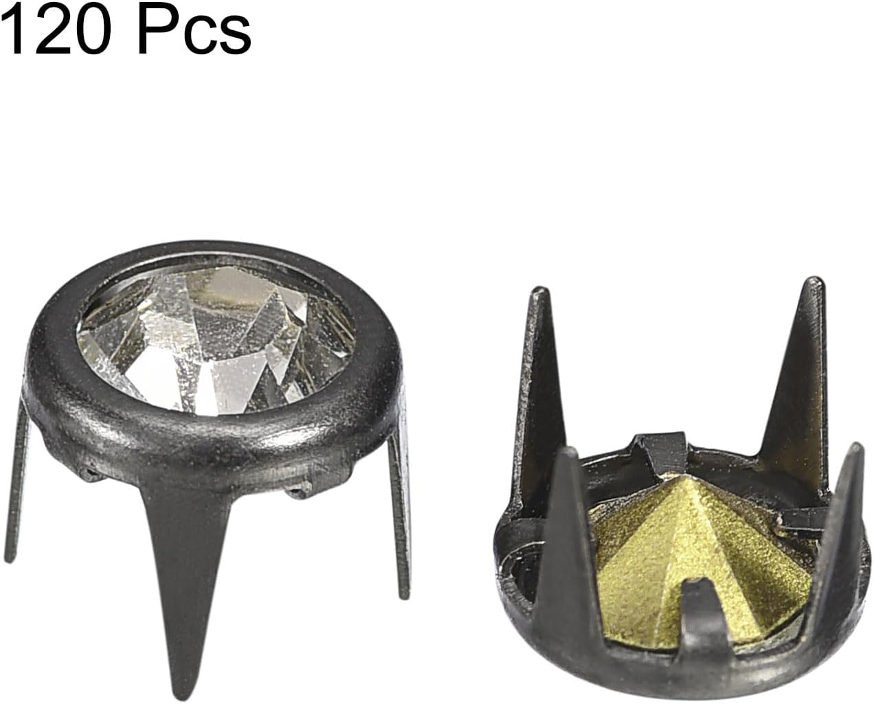 Sourcing Map 120Pcs Rhinestone Stud Refills, 7Mm/0.28" Rhinestone Claw Beads Nailhead, Rivets Metal Spikes Rivet Decorative for DIY Leather Craft Making Purse Clothing Shoes Belt, Black White image number 1