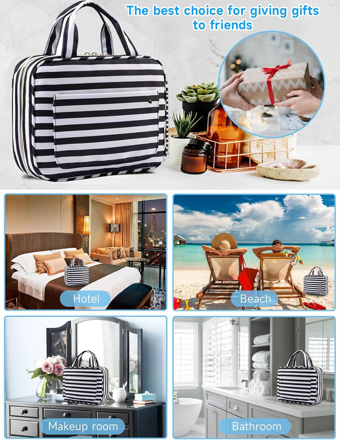 2 PCS Hanging Travel Toiletry Bag with Hook, Large Capacity Makeup Bag for Women & Men, Foldable Waterproof Cosmetic Organizer with 4 Transparent Compartments for Bathroom, Travel Essentials (Pink) - Pink image number 2