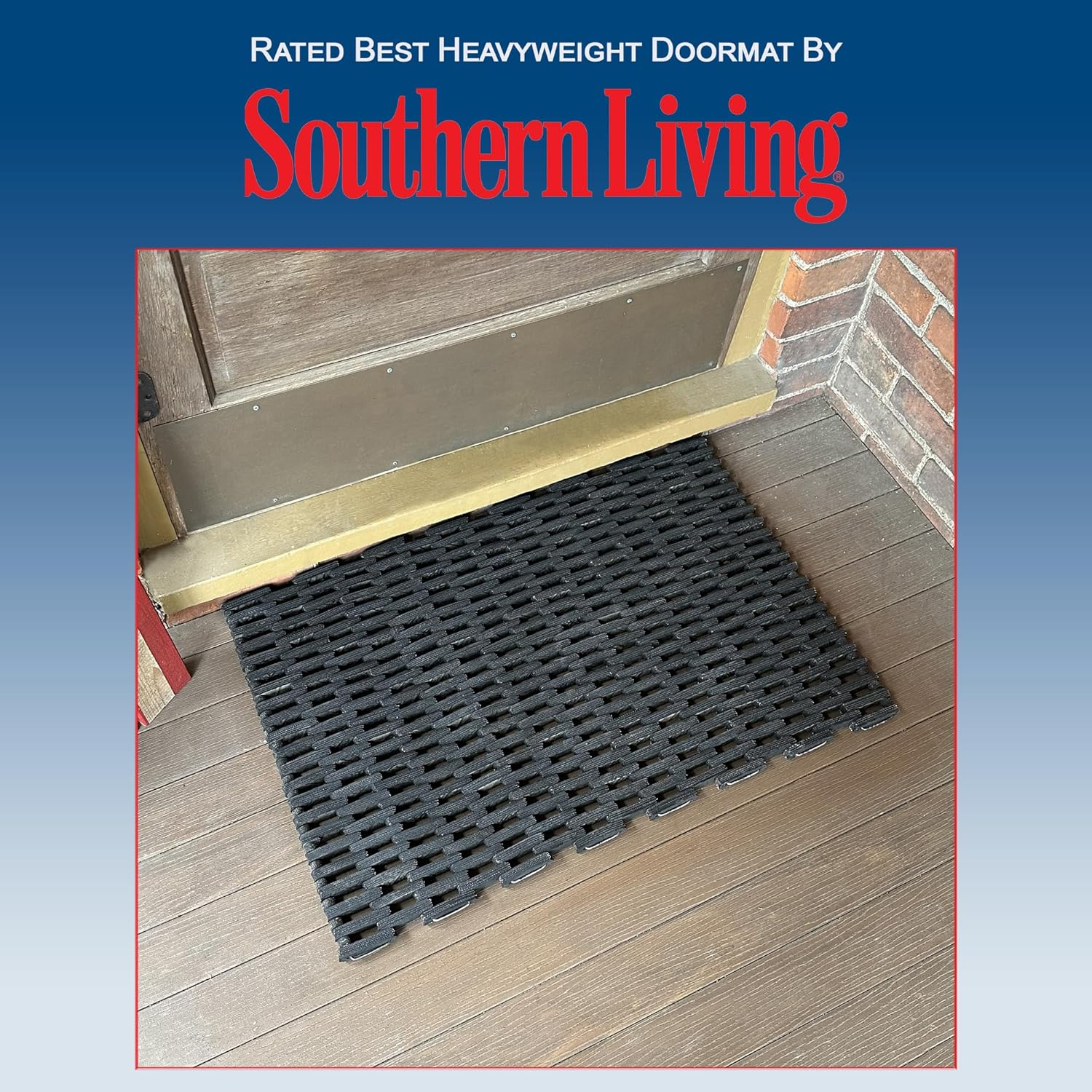 Durable Durite Recycled Tire-Link Outdoor Entrance Mat, Straight Weave, 20" X 30", Black image number 4