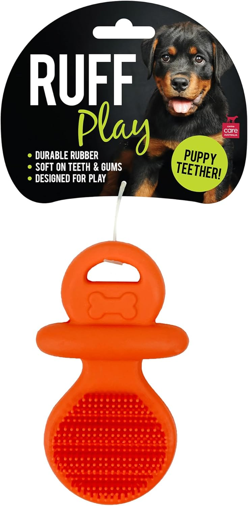 Ruff Play Rubber Puppy Teething Pacifier Dog Toy, 9.5Cm, Orange - Dog Teething Toy, Durable Dog Chew Toys, Perfect for Puppies, Aids Dogs Dental Health image number 1