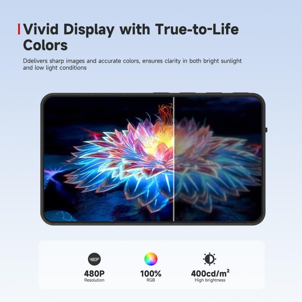 SYNCO Xview M4 Mobile Phone Selfie Monitor, Magnetic Smartphone Vlog Screen for Iphone & Android Rear Camera, Selfie Monitor Screen for Iphone for Youtube, Tiktok, Live Streaming (Black) image number 3