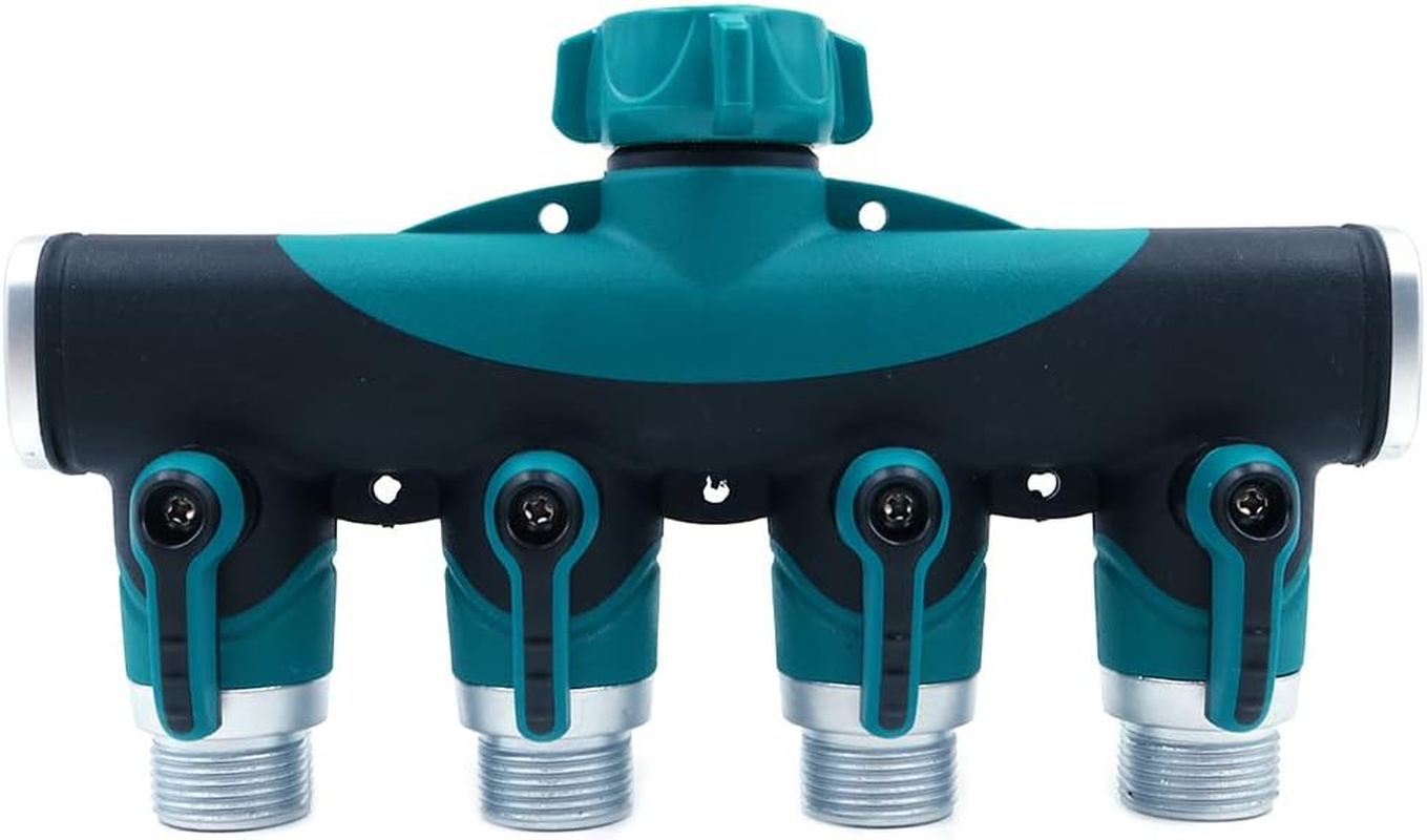 4 Way Hose Splitter: Metal & ABS Plastic with Rubber Grip, 4 Independent Switches, 1/4' Quick Connectors image number 3