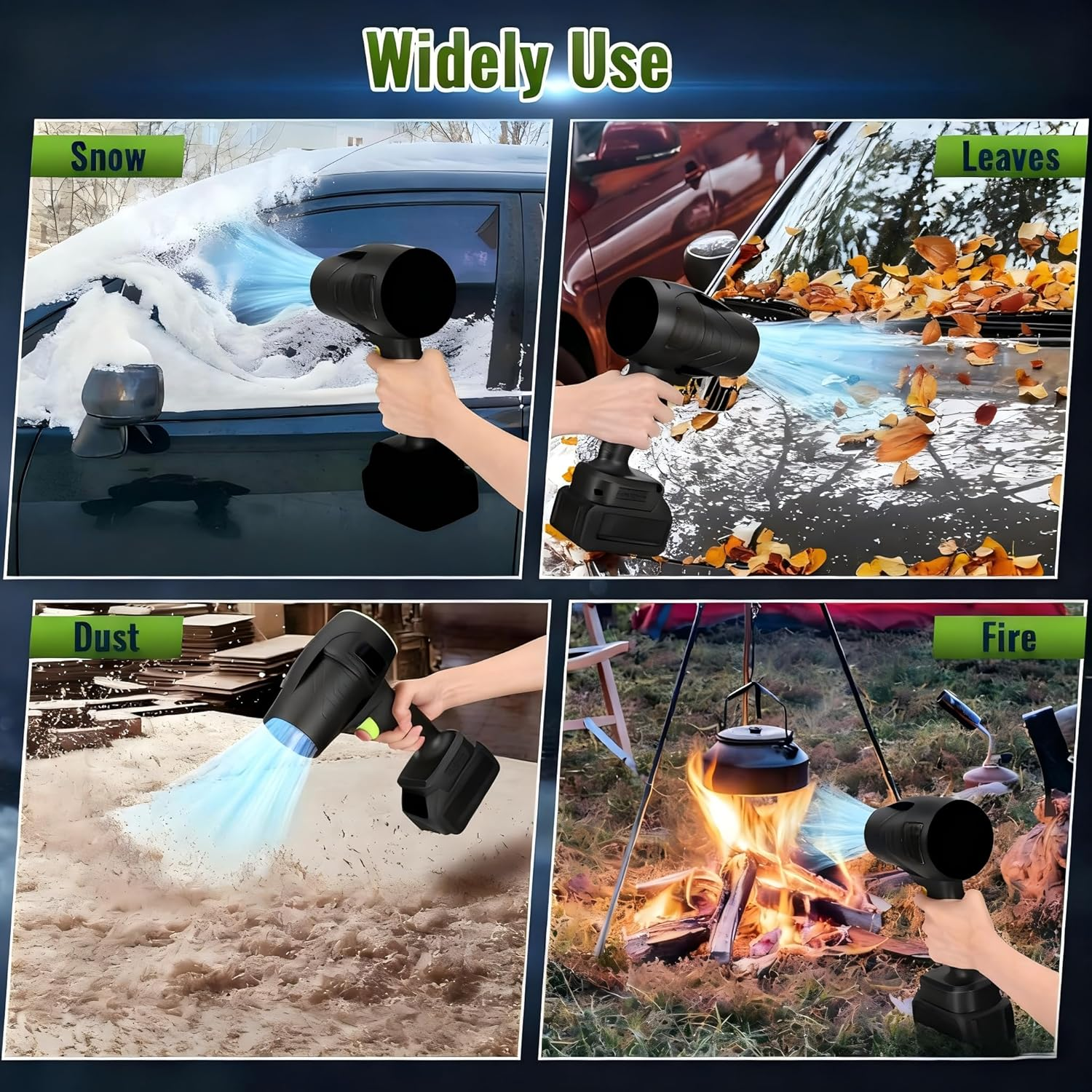 Electric Cordless Leaf Blower, 300000RPM Handheld Leaf Blower 2 X 1.5Ah Batteries and Charger Included, Lightweight Leaf Blowers for Patio Cleaning, Lawn Care, Blowing Leaves and Dust, Black image number 5