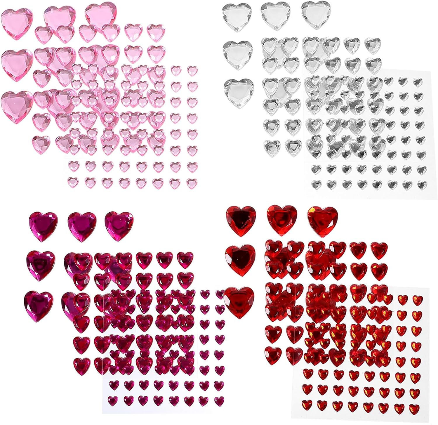 DOITOOL 12 Sheets Adhesive Heart Stickers,Bling Rhinestone Sticker Makeup Gems Stickers for Face Body Eye Nail,Decorative Stickers for Valentine'S Day Wedding Craft image number 3