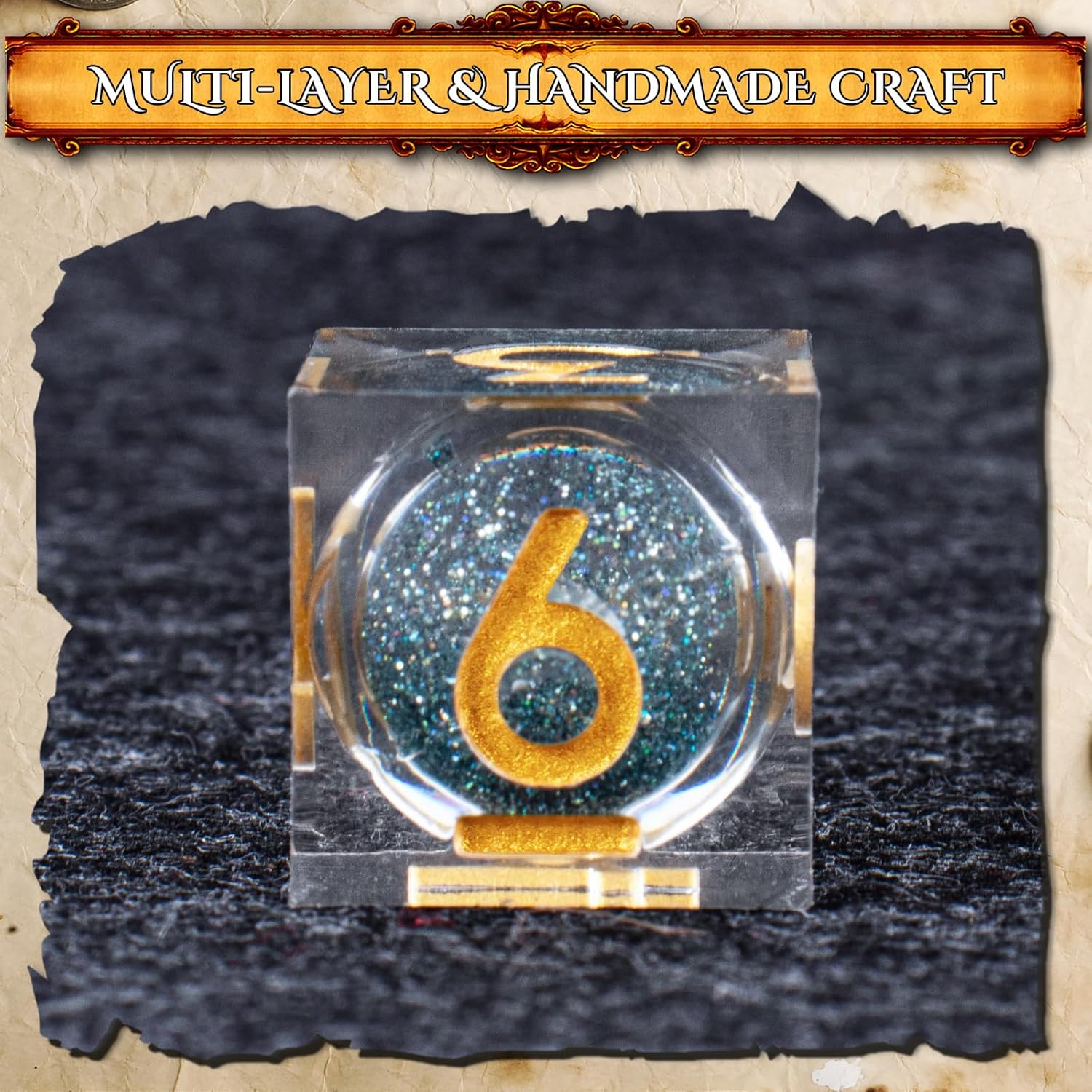 7 PCS Flowing Sand Dice Set with Eye of Dragon - DND Polyhedral Dice Contains D20, Accessories Starter Set from Zero to Master - Gift image number 6