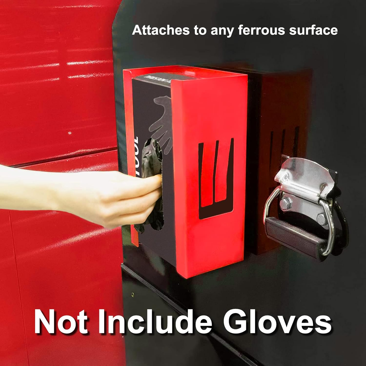 CASOMAN Magnetic Glove Tissue Dispenser, 8LBS Capacity, Red Glove Dispenser Wall Mount Box Holder, Not Include Gloves image number 4