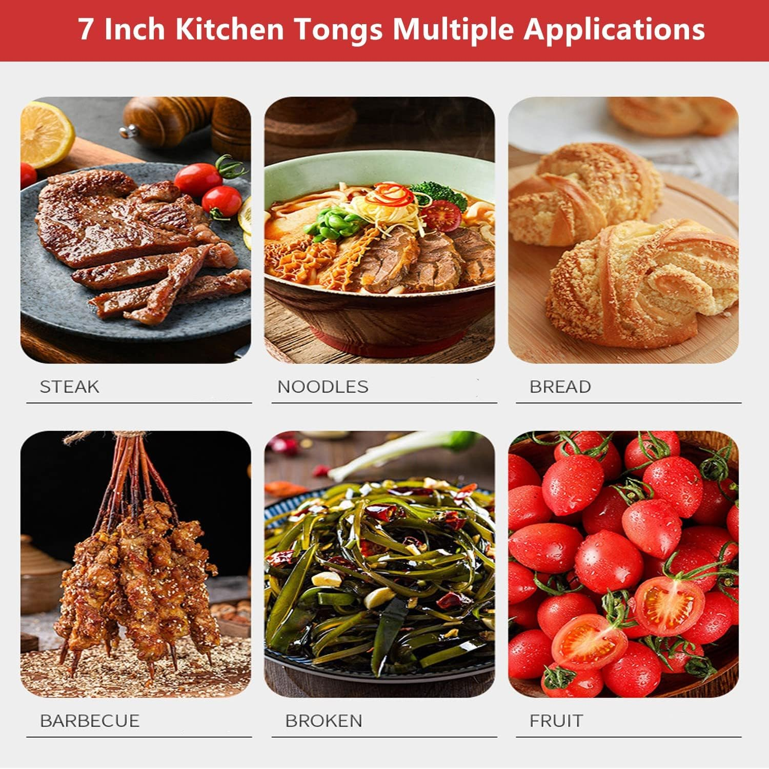 Mini Kitchen Tongs with Silicone Tips,Silicone Serving Tongs of 3 Set,7 Inch Non-Stick Small Tongs with Stainless Steel Silicon Handles, Heat Resistant Tongs for Cooking, Serving (Multi-Color)