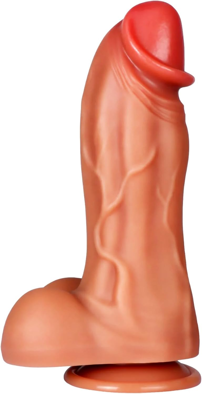 9&rdquo; Extra Large Huge Thick Dildo, Realistic Silicone Thick Dildos with Strong Suction Cup for Hands-Free and Play, G-Spot Giant Chubby Dildo XL Monster Sex Toys for Women and Men Sex Toy image number 1