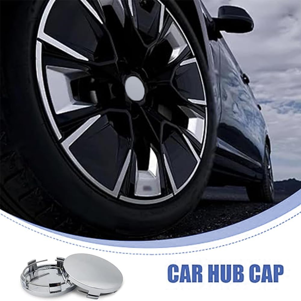 4 PCS Car Wheel Hub Center Cap, 60Mm OD 58Mm ID,ABS Rust-Proof Durable Snap-In Anti-Falling Fastening Installation Accessories, Wheel Hub Modification Decoration,Universal for Cars (Silver) - Silver image number 5