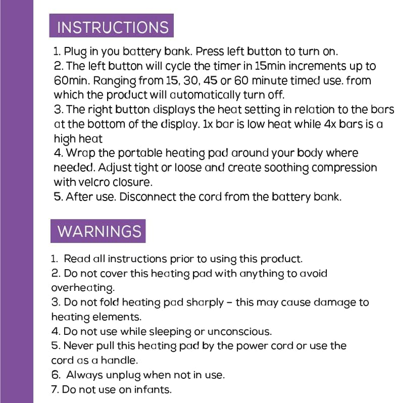 Cordless Electric Heating Pad &ndash; Portable Rechargeable Heat Wrap with Digital Display &ndash; Adjustable Strap for Lower Back, Shoulders & Cramps &ndash; Works with Power Bank (Not Included)