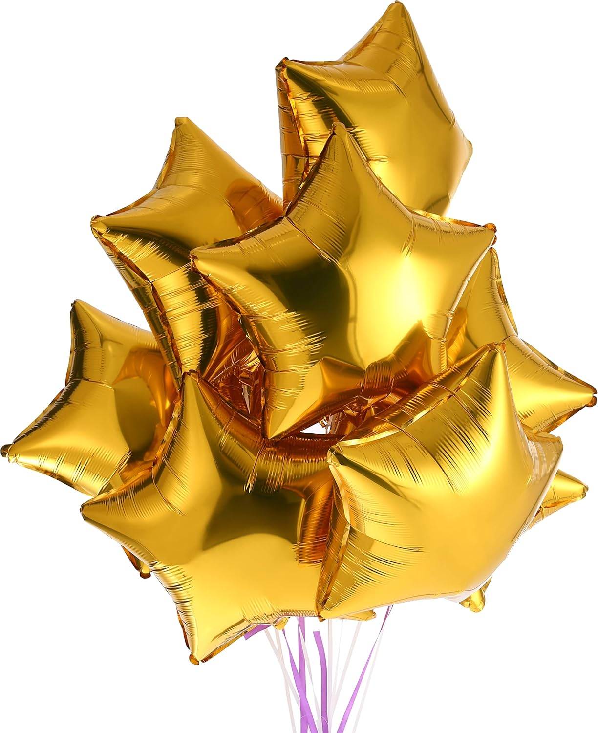 18" Gold Star Shaped Foil Balloons Mylar Helium Balloons for Birthday Party Wedding Baby Shower Decorations, Pack of 20 - Blur Star-Shaped image number 2