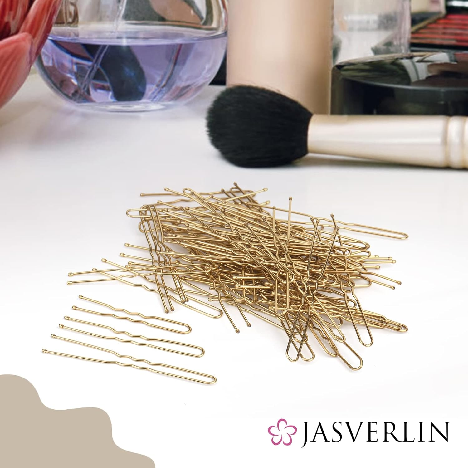 Blonde U Shaped Hair Pin for Buns, Gold Large Mini U Bobby Pins for Women Girls Updo Wedding Hairstyles Accessories Size Assortment 150Pcs image number 4