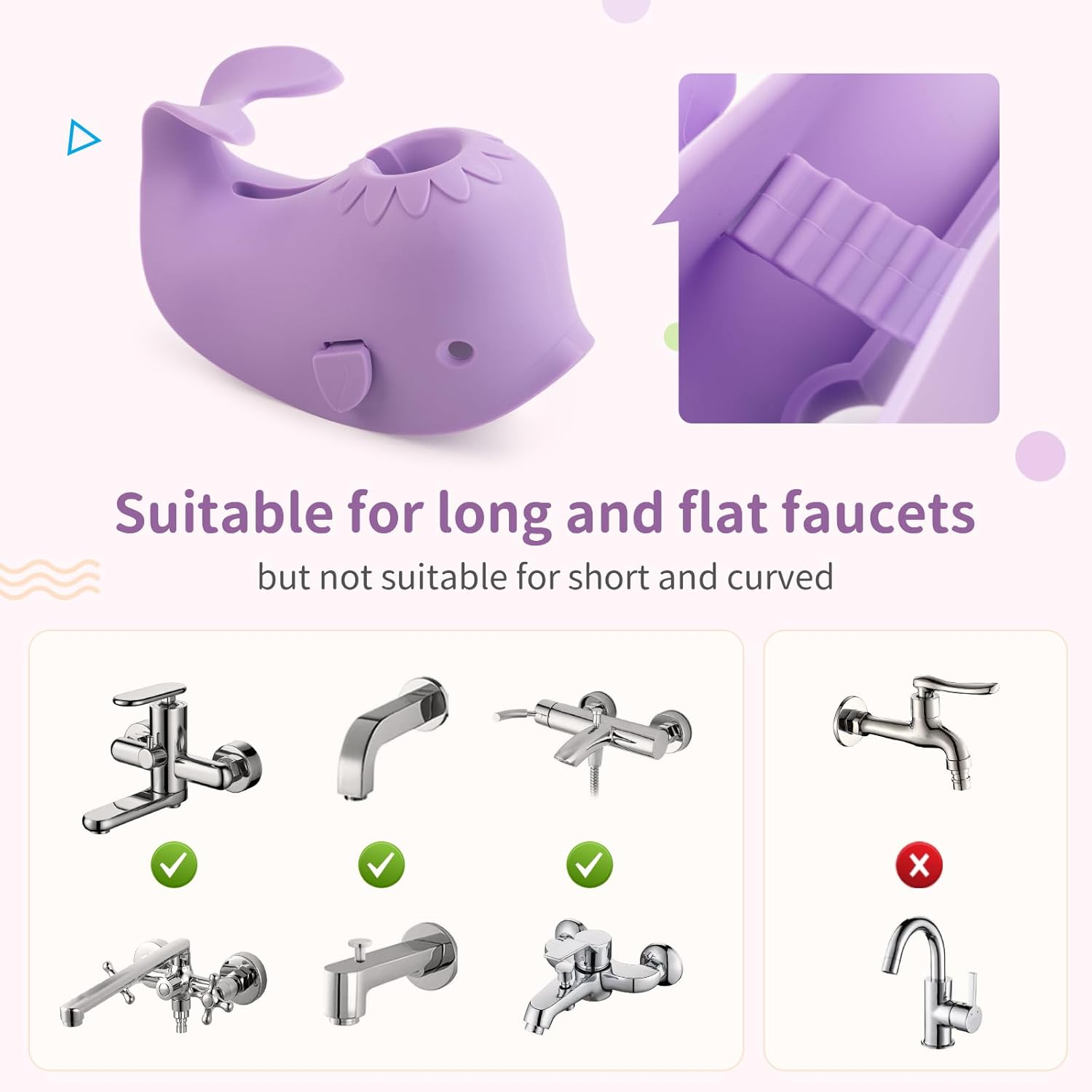 Bathtub Faucet Cover for Baby Bath Spout Cover, Kids Shower Head Protector Bathtub Spout Guard Toddlers Protection Accessories(Whale-Purple) image number 2