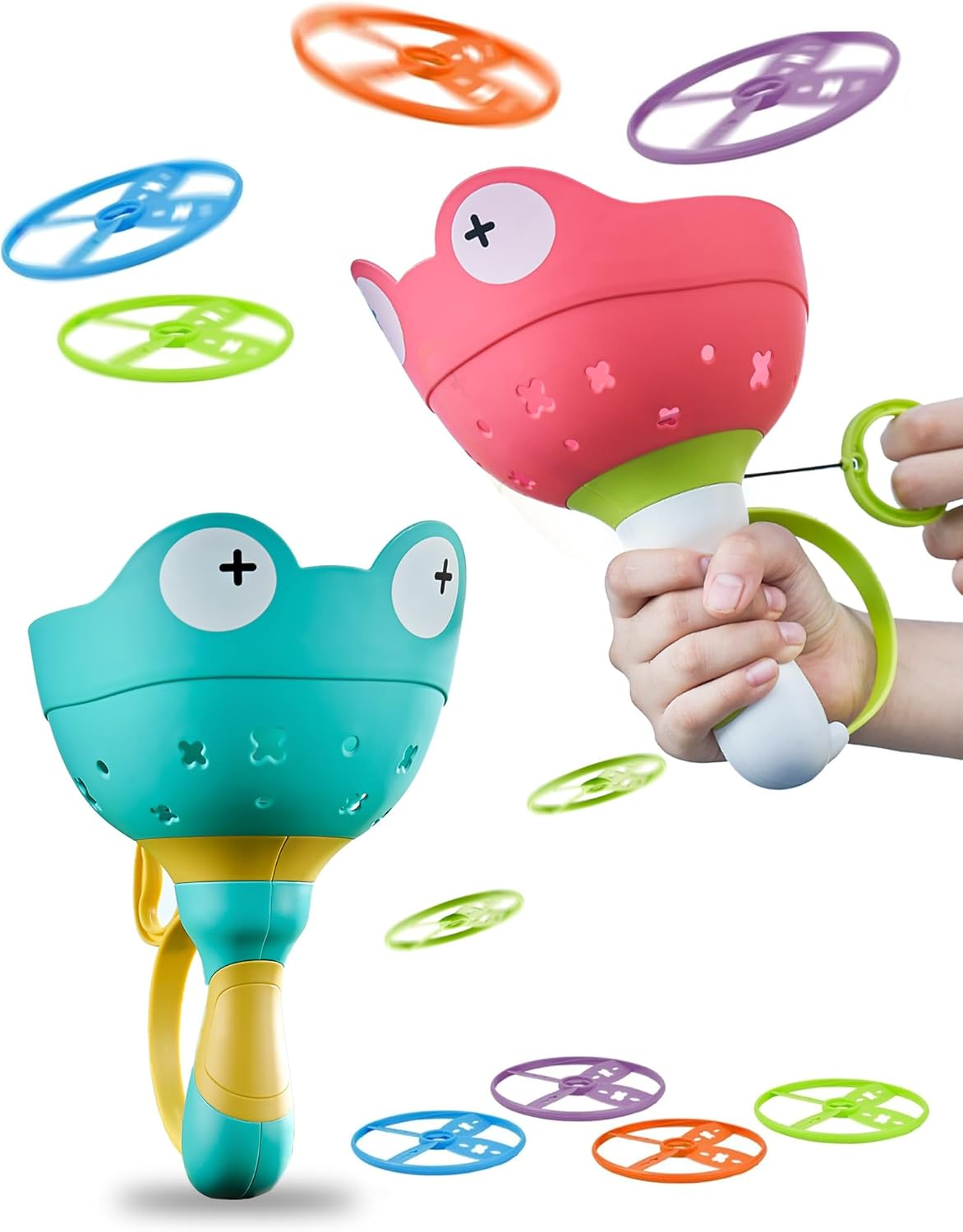 2-Pack Outdoor Toys for Kids Ages 3-12 Flying Disc Launcher Toys Backyard & outside Catching Games Fun & Safe Yard Toys with 20 Discs for Children'S Active Play image number 3