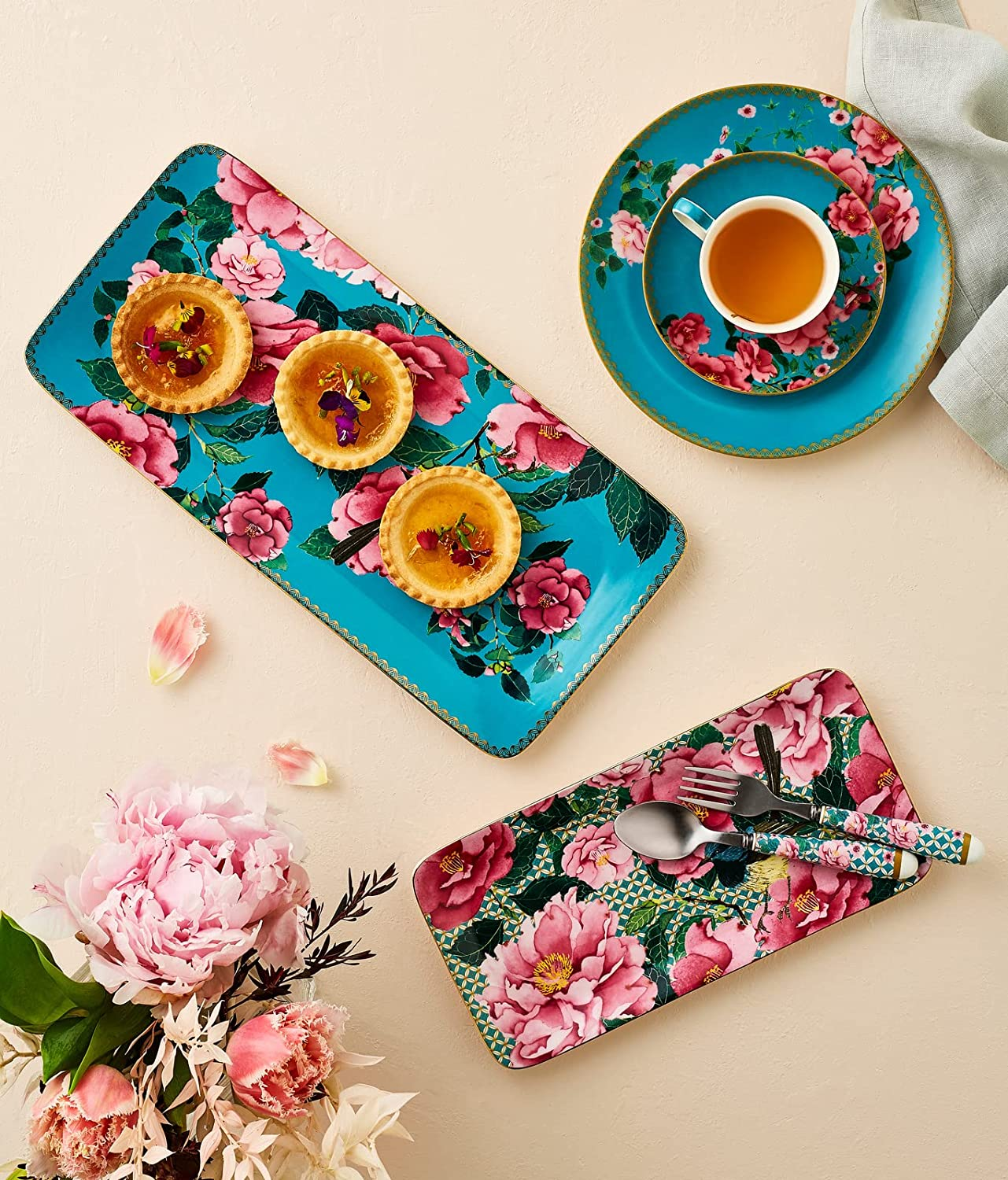 Maxwell & Williams Teas & C'S Silk Road Rectangle Platter 33X15.5Cm Aqua Gift Boxed