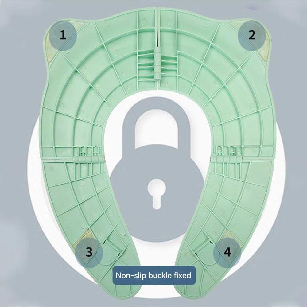 JZS Kids Toilet Seat Cover, Folding Non-Slip Potty Training Seat for Boys and Girls, Travel Portable Reusable Toddlers Toilet Seat Covers Fits round & Oval Toilets(Green) image number 3