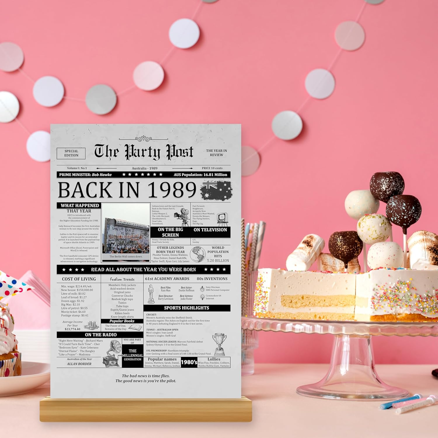 35Th Birthday Gifts for 35 Years Old Women or Men Party Decorations Supply. Back in 1989 Funny Large Card for Him or Her. Historical 13 X 9 in Poster with Vintage Mailing Envelope Turning 35 Years image number 5