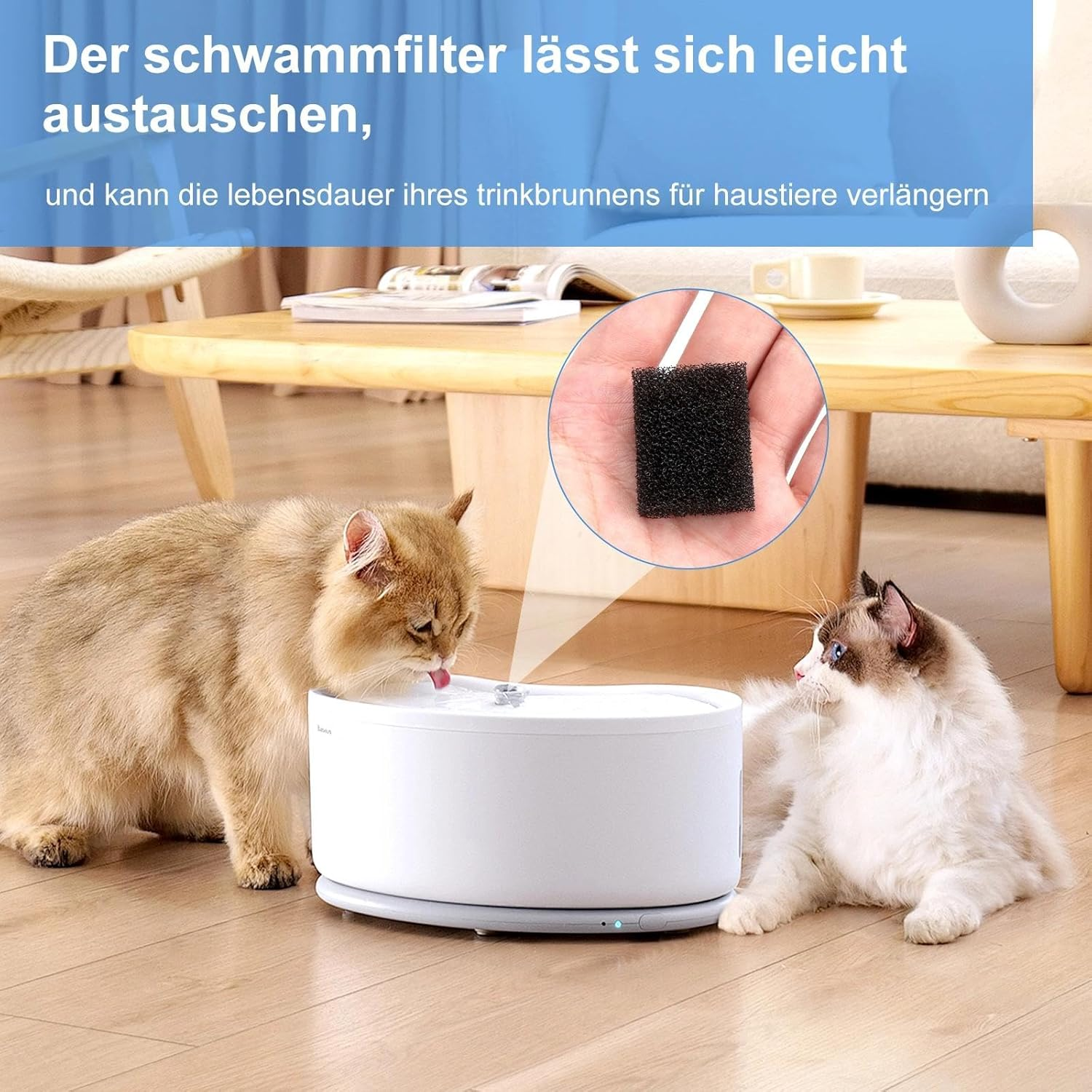 UOCAI Pack of 30 Pet Fountain Filters, Cat Fountain Filter Replacement Foam Filter for Cat Dog Water Dispenser Filter Black image number 3