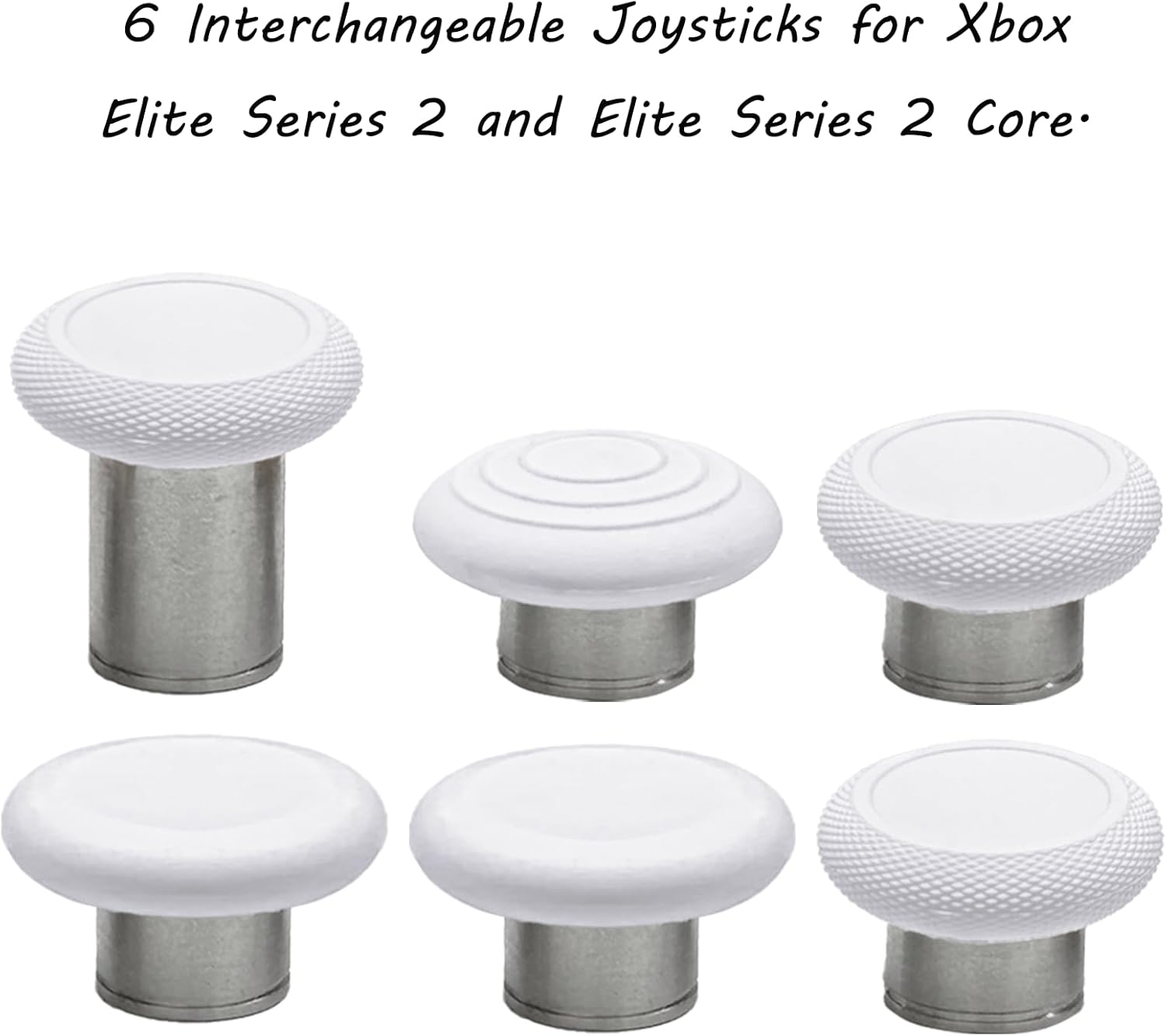6 in 1 Swap Magnetic Thumbsticks Set for Xbox Elite Series 2 Controller,Replacement Joysticks Parts for Controller Elite Series 2/Elite Series 2 Core Controller(White) image number 2