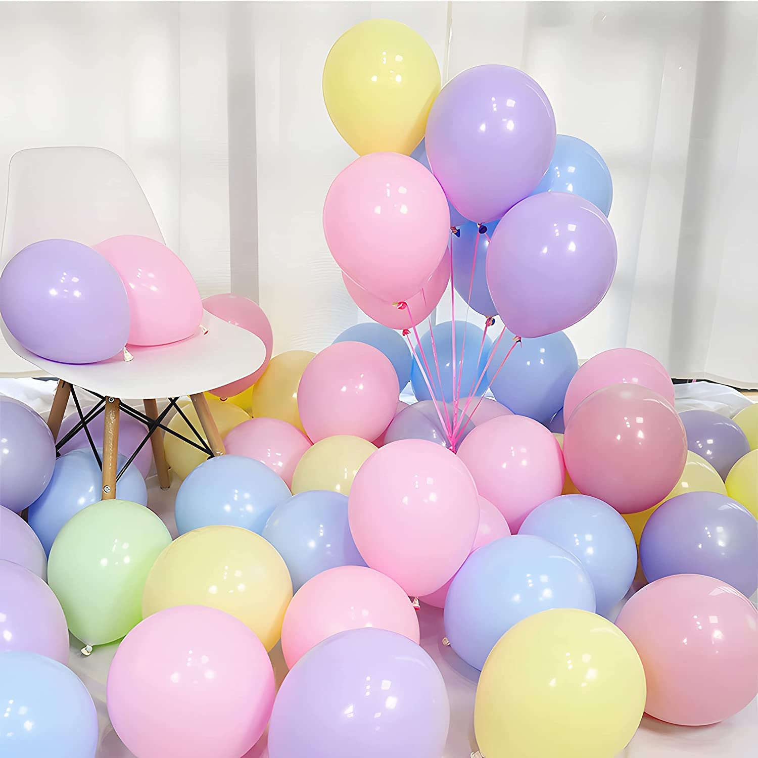 Party Pastel Balloons 100 Pcs 10" Macaron Candy Colored Latex Balloons for Birthday Wedding Engagement Anniversary Christmas Festival Picnic or Any Friends & Family Party Decorations - Multicolor image number 1