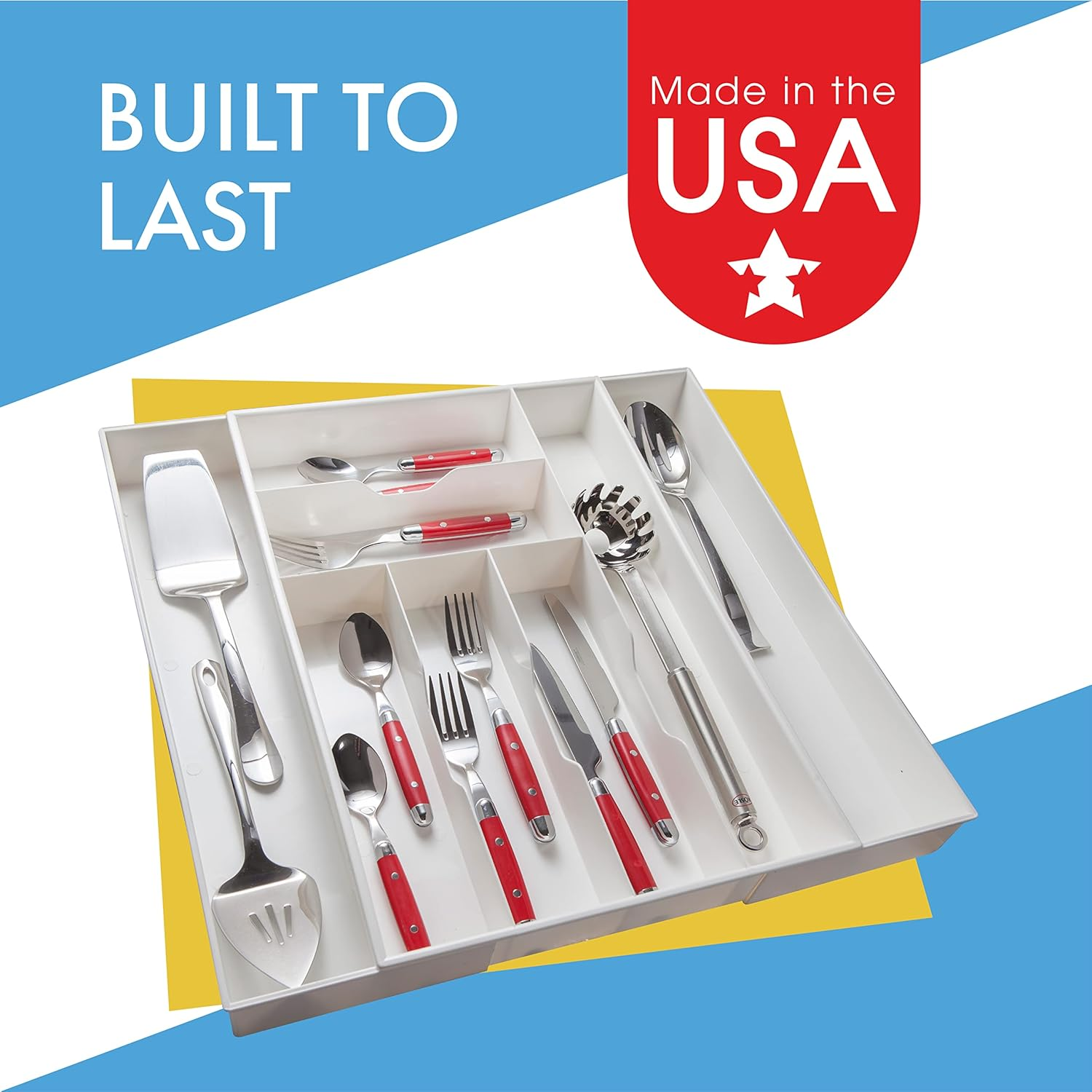 Dial Industries Expand-A-Drawer Cutlery Tray, White, Extra Wide image number 4