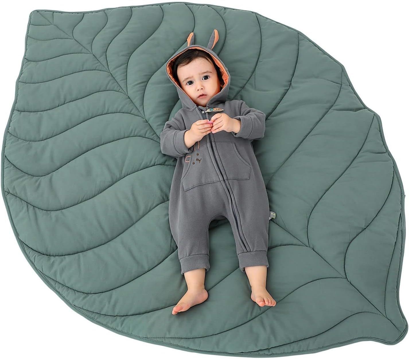 100% Cotton Leaf Nursery Rug, Machine Washable Play Mat for Nursery Decor, Crawling Mat for Tummy Time Infants image number 2