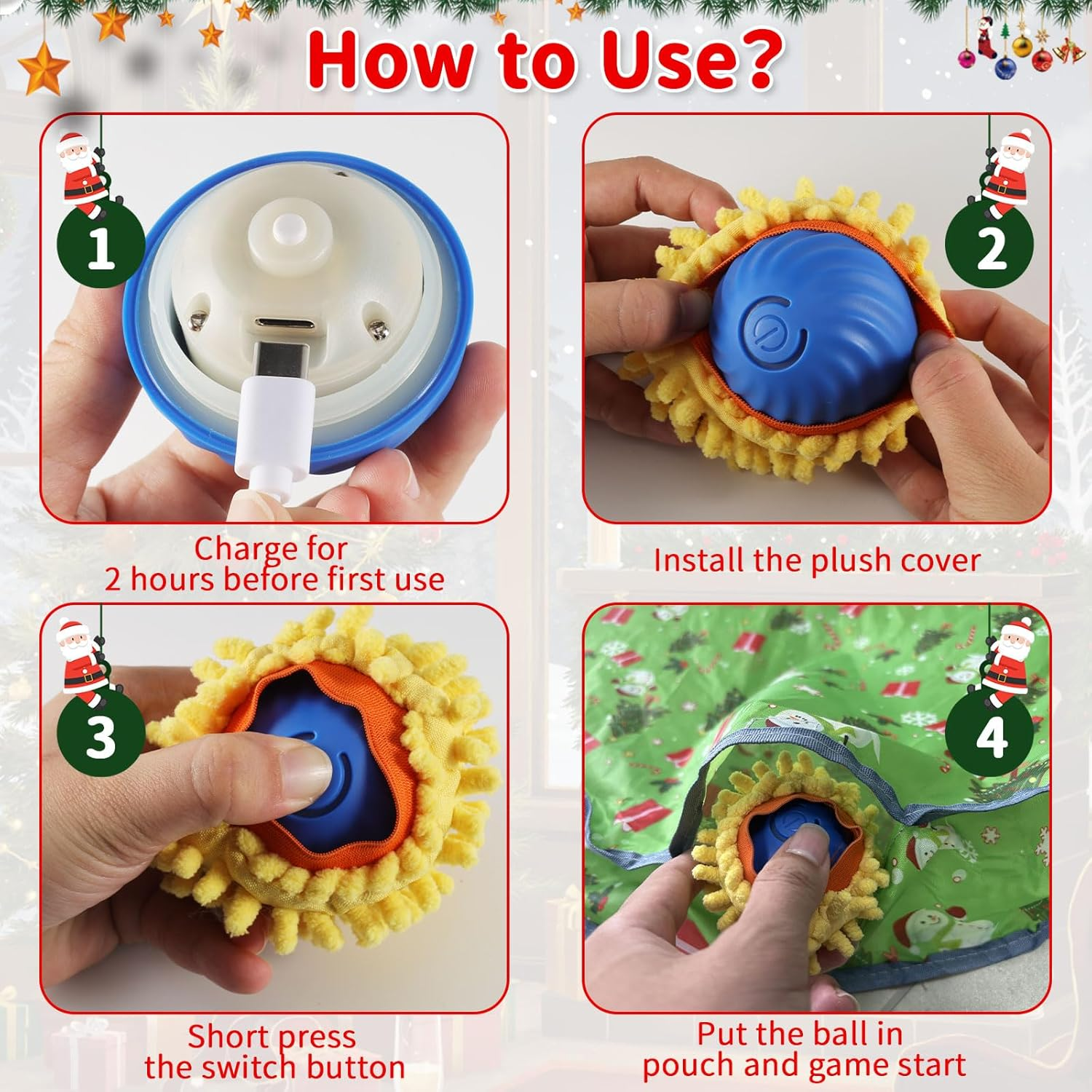 Interactive Cat Toys for Indoor Cats, Electric Rolling Cat Ball in Pouch, Simulation Hunting Toys for Cats, Hunting Hood with Cat Ball, Rechargeable Hide and Seek Cat Toy image number 3