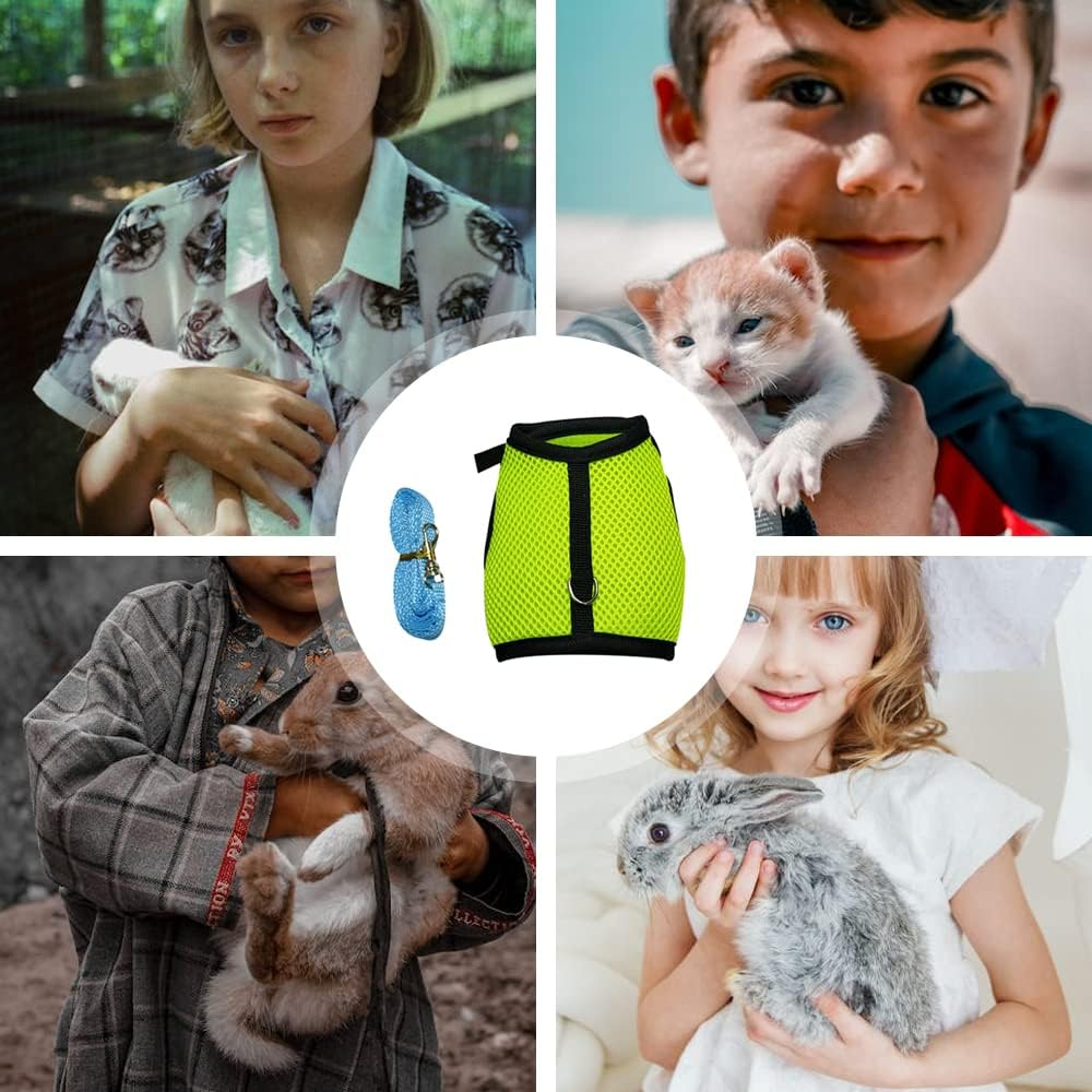 Yuanyoutong Bunny Rabbits Harness and Leash Adjustable Mesh Vest Harness and Leash Set for Guinea Pig, Hamster, Ferret, Cat, Rat, Kitten, Small Dog, Kitten, Puppy and Small Pets (Size:M) image number 5