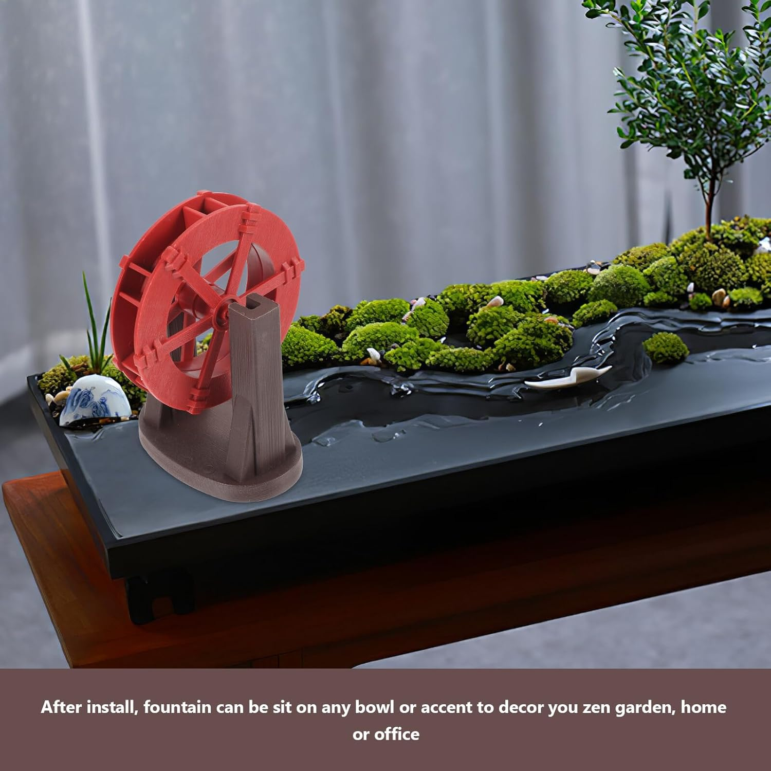 INOOMP Water Wheel Fountain Accessory for Aquarium Garden Decor Lightweight Micro Water Wheel for Fish Tank Scene Layout Ornament image number 5