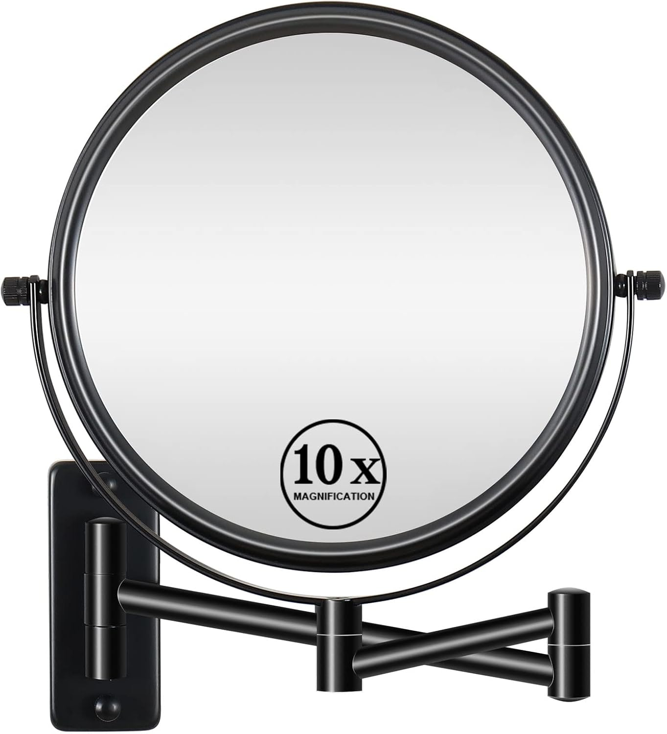 Yinjupu Makeup Mirror with Adjustable Height, Rechargeable 1X/10X Wall Mounted Makeup Mirror Magnifying Dimmable Double Sided 8'' Vanity Mirror (Adjustable Brush)