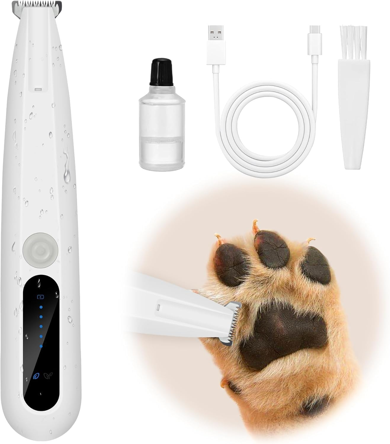 Dog Paw Trimmer,Dog Clippers with LED Display for Small Dogs & Cats,Rechargeable Pet Paw Trimmer, 45Db Low Noise Cordless Pet Shaver for Dogs Cats Paws, Eyes, Ears, Face, Rump image number 1