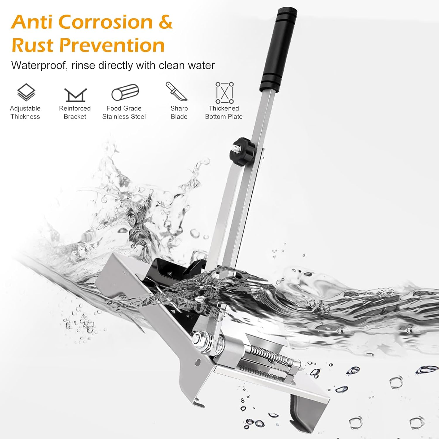 Manual Frozen Meat Slicer, Labor Saving Stainless Steel Beef Slicer Machine with Ergonomic Handle, Adjustable Thickness Meat Guillotine for Frozen Mutton, Pork image number 5