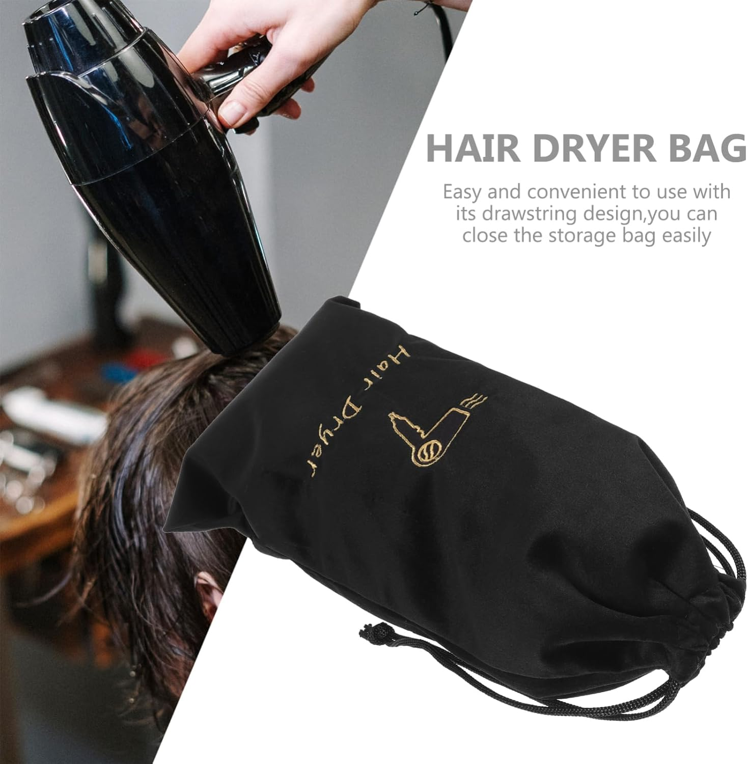 Healeved Portable Drawstring Bag for Hair Dryer Reusable Pouch Lightweight Travel Storage for Use Convenient and Washable Design image number 2