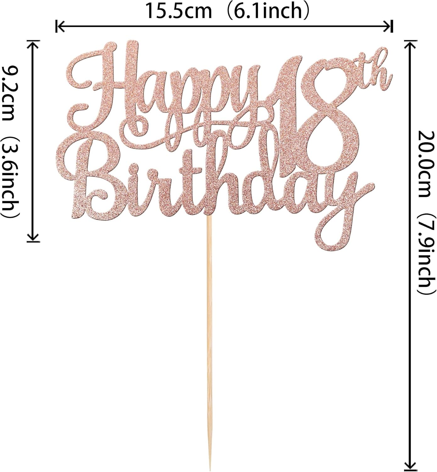 1 PACK Happy 18Th Birthday Cake Topper Glitter Cheers to 18 Years Birthday Cake Pick 18 Fabulous Cake Decoration for Happy 18Th Birthday Theme Party Decorations Supplies Rose Gold - 13Th image number 3