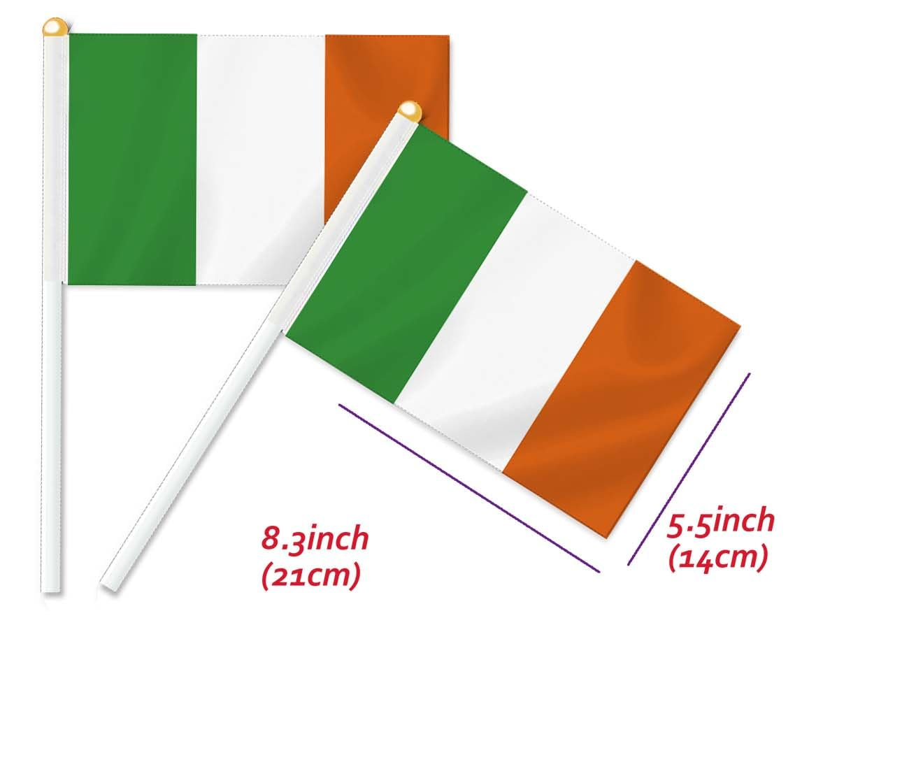 10 PCS Ireland Handheld Small Flag, Irish Hand Held Mini Decor Decoration Banner image number 1