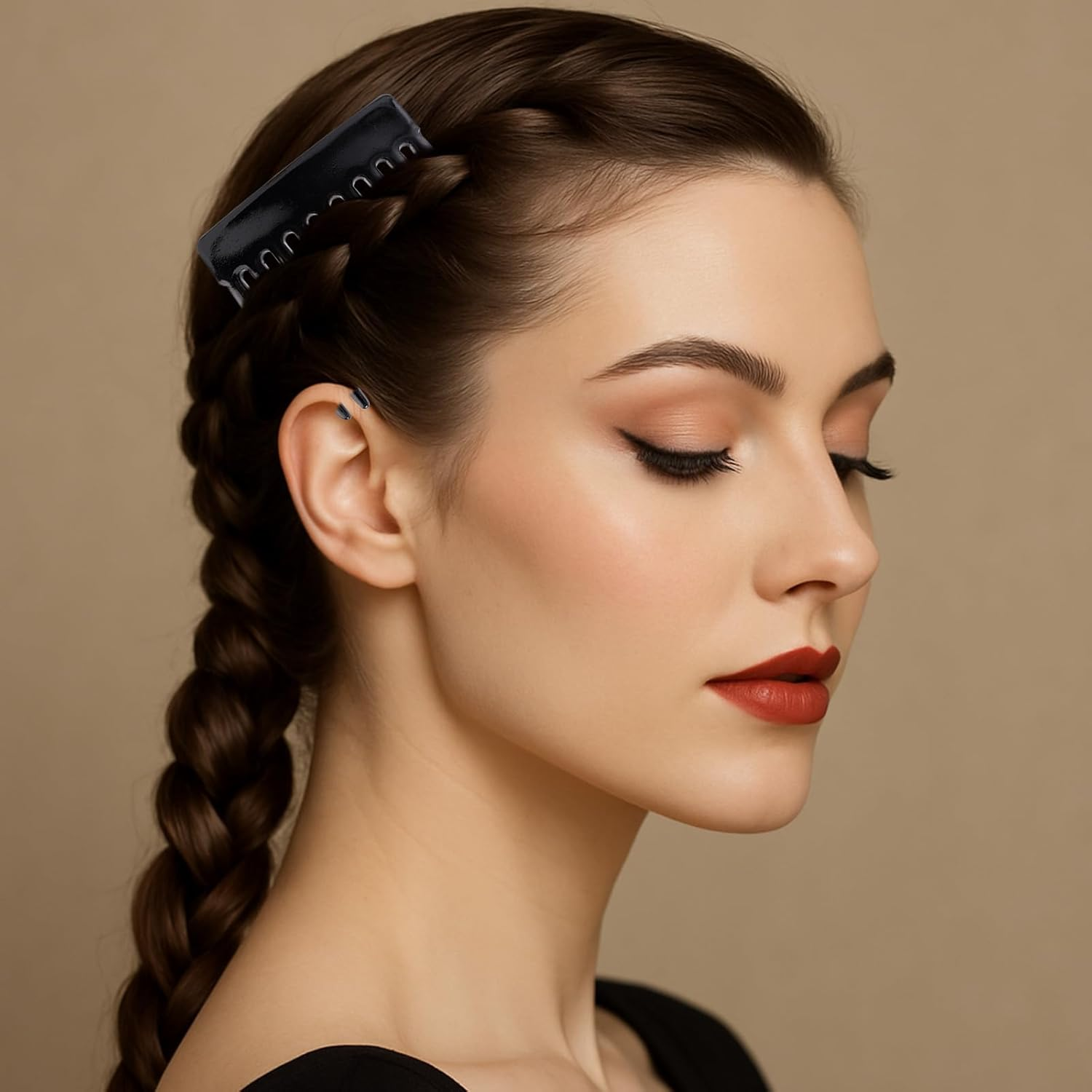 BOXOB 4Pcs French Side Comb, Black Small French Twist Hair Comb Decorative Bun Hold Clips Strong Hair Styling Accessories for Girls & Women image number 5