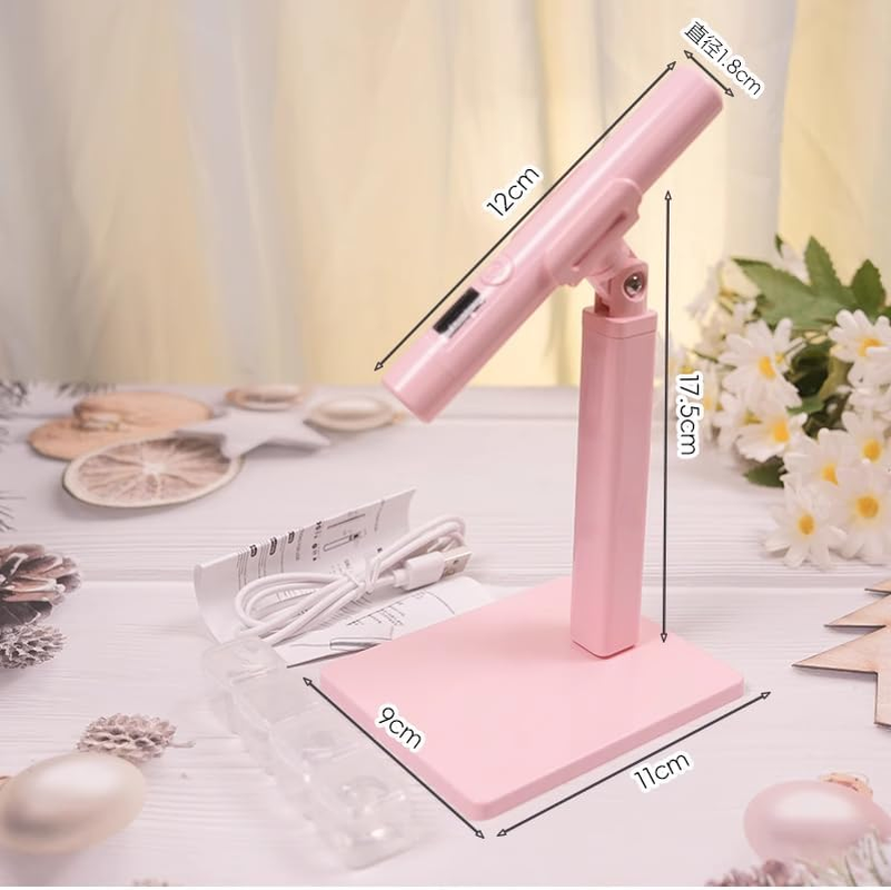 Portable Electric Storage Mini Light Therapy Lamp, Nail Wire Lamp Holder, Magnetic Design Can Be Adjusted from Multiple Angles, Nail Handheld Light Therapy Lamp (Pink) image number 6