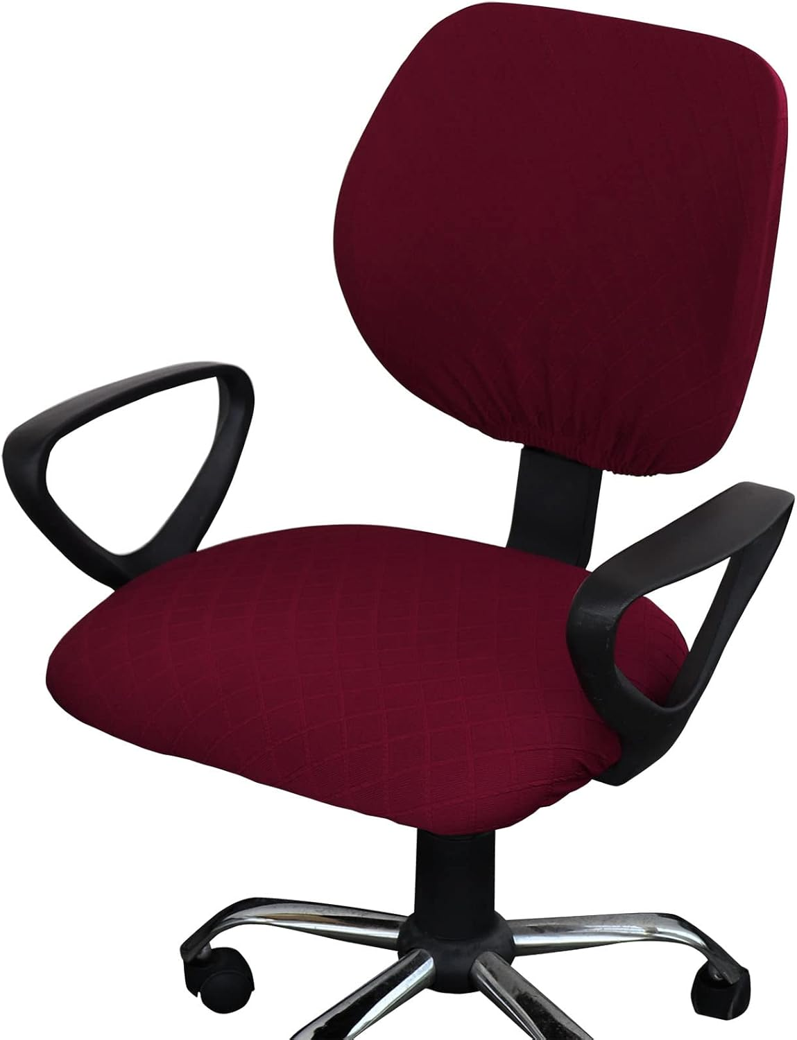 Melaluxe Stretch Jacquard Office Chair Cover, Removable Washable Desk Chair Cover Rotating Chair Seat Slipcover, Black image number 3