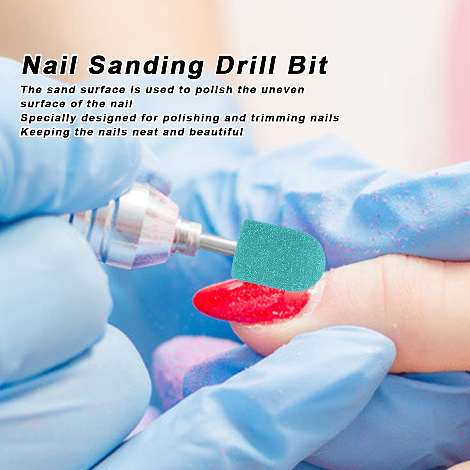 20Pcs Sanding Bands for Nail Drill, Electric Colored Professional Fine Sanding Bands, Polishing and Nail Polish Remover, 0.6X1Inch with 1 Shaft, for Manicures, Pedicure, Salon (Green) image number 5