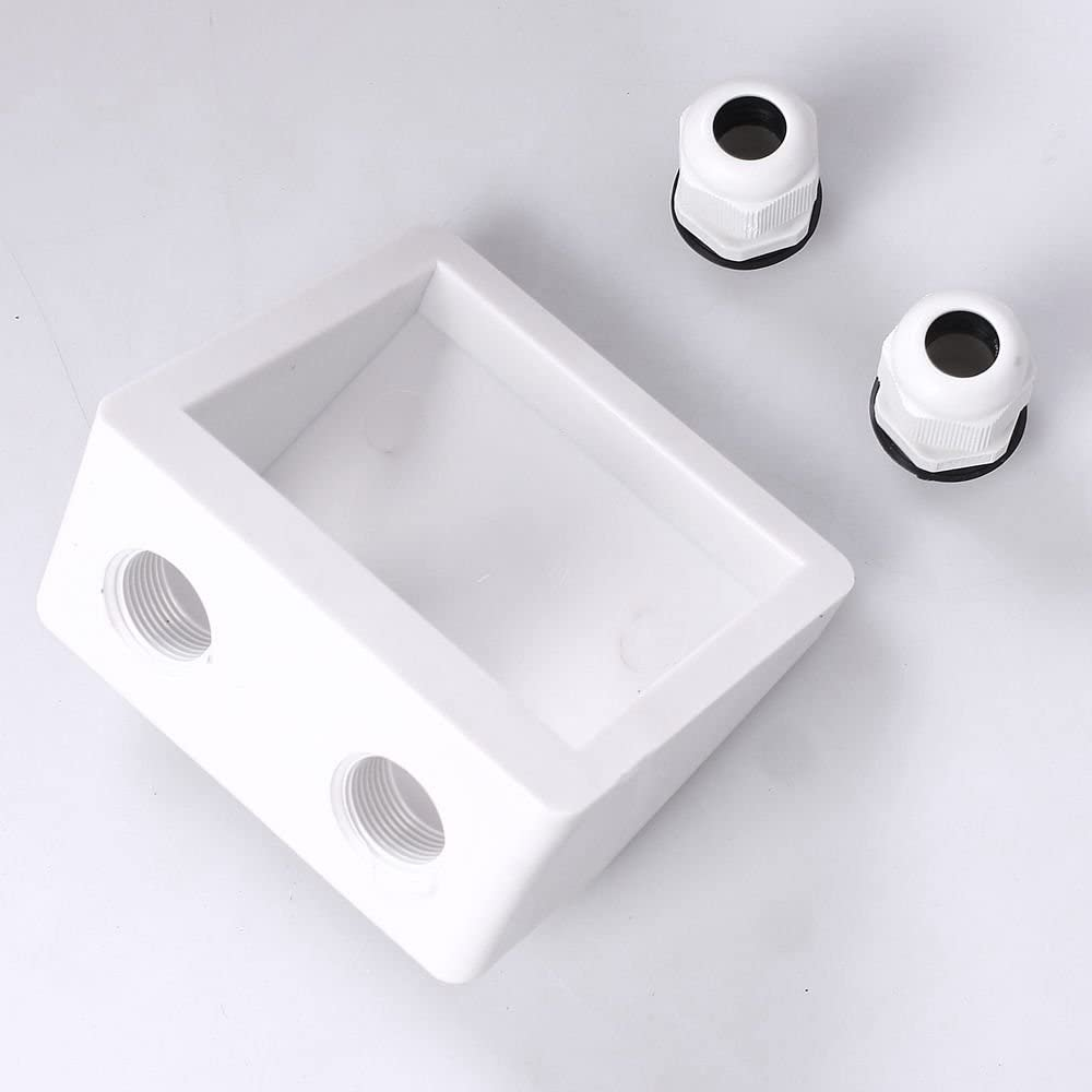 NUZAMAS Waterproof Twin/Double Cable Entry Gland Box for Solar Panel Satellite Aerial Caravan Motorhome RV Camping Van Boat Uv-Resistant -White image number 1